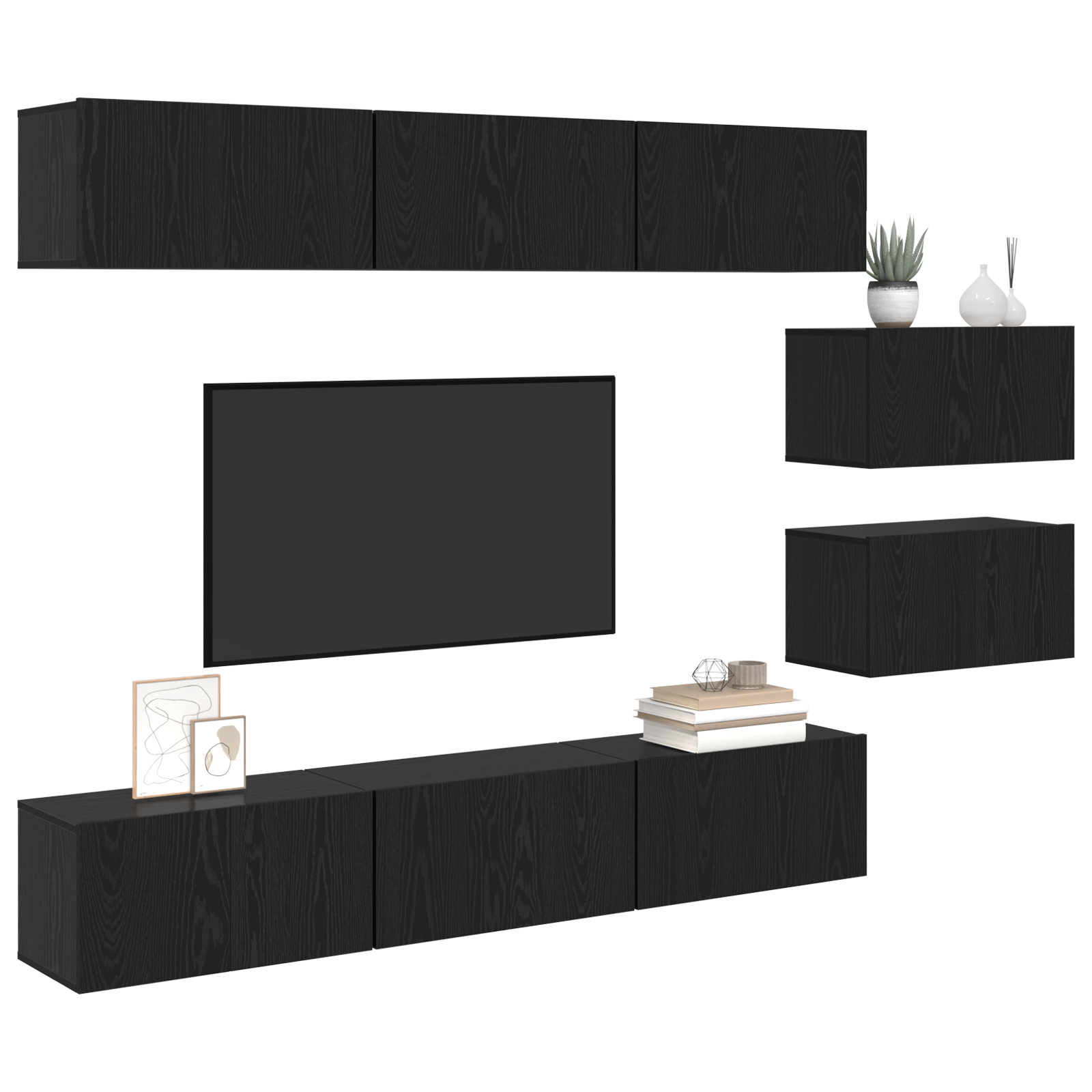 Bibliotecă TV 8 pcs Stejar negru 60 x 30 x 30.5 cm GartenMobel Dekor