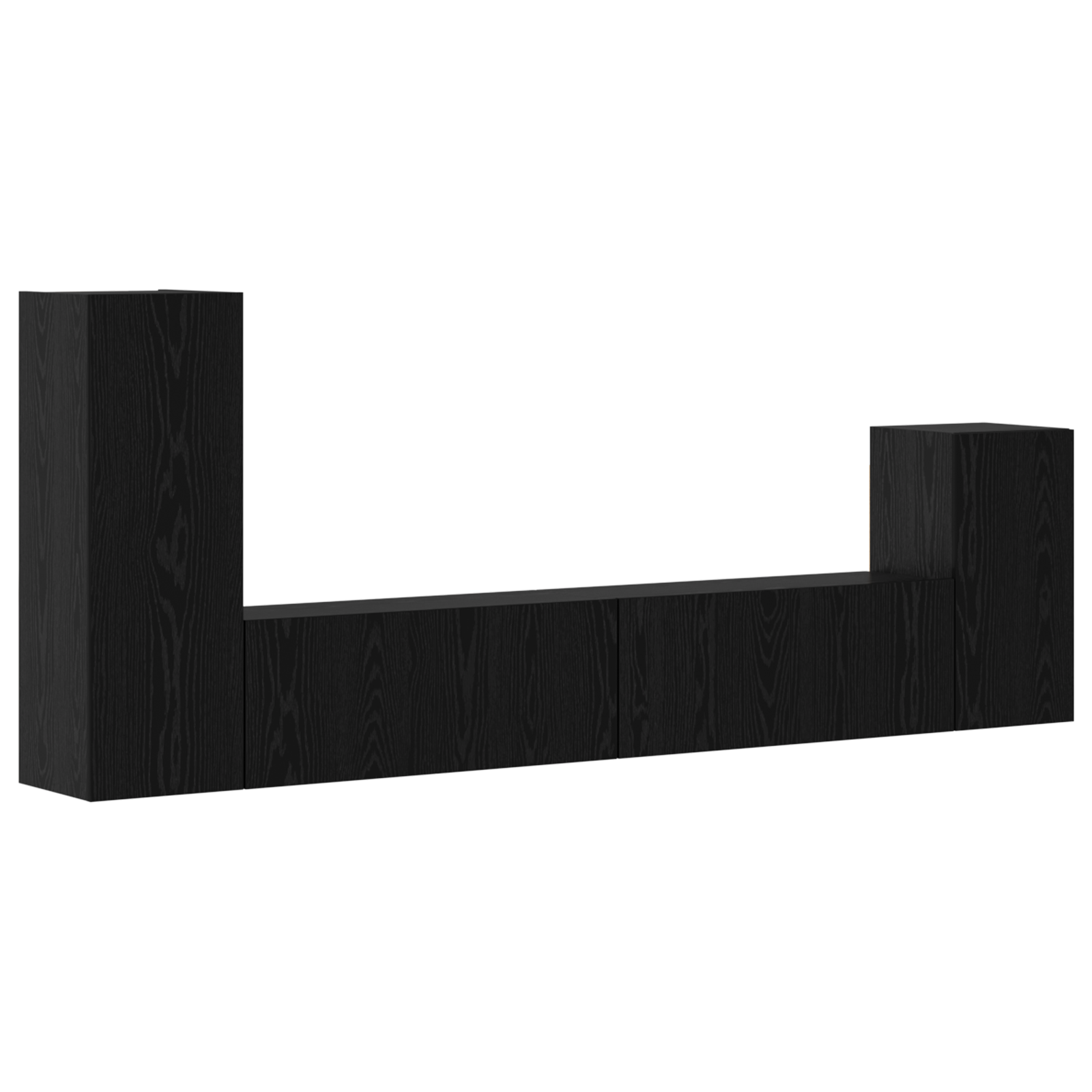 Dulap pentru TV pe Perete 4 pcs Stejar negru Lemn compozit GartenMobel Dekor