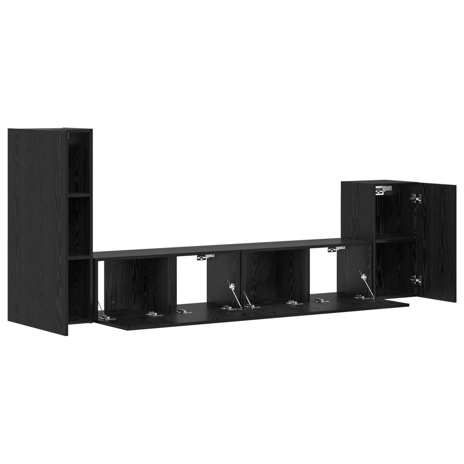 Dulap pentru TV pe Perete 4 pcs Stejar negru Lemn compozit GartenMobel Dekor
