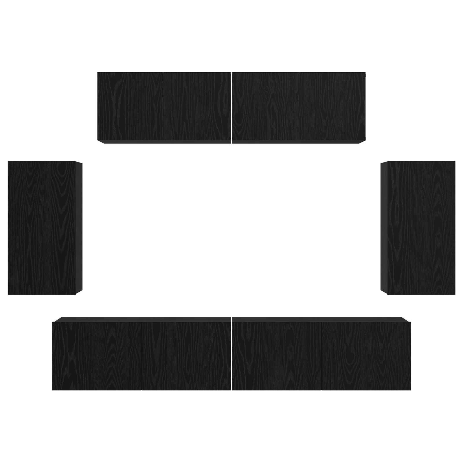 Dulap pentru TV pe Perete 6 pcs Stejar negru Lemn compozit GartenMobel Dekor