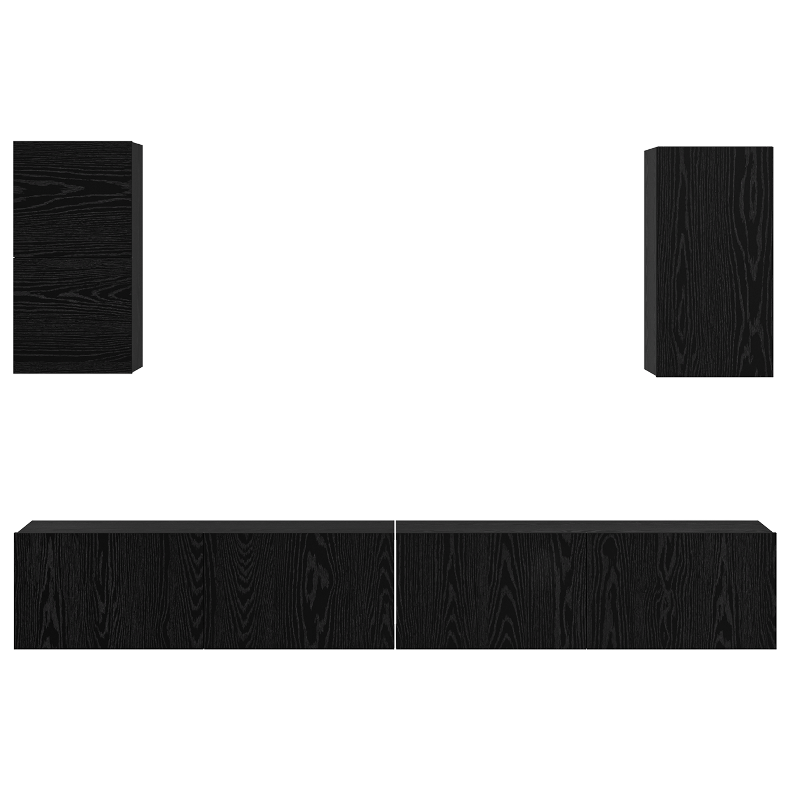 Dulap pentru TV pe Perete 6 pcs Stejar negru Lemn compozit GartenMobel Dekor