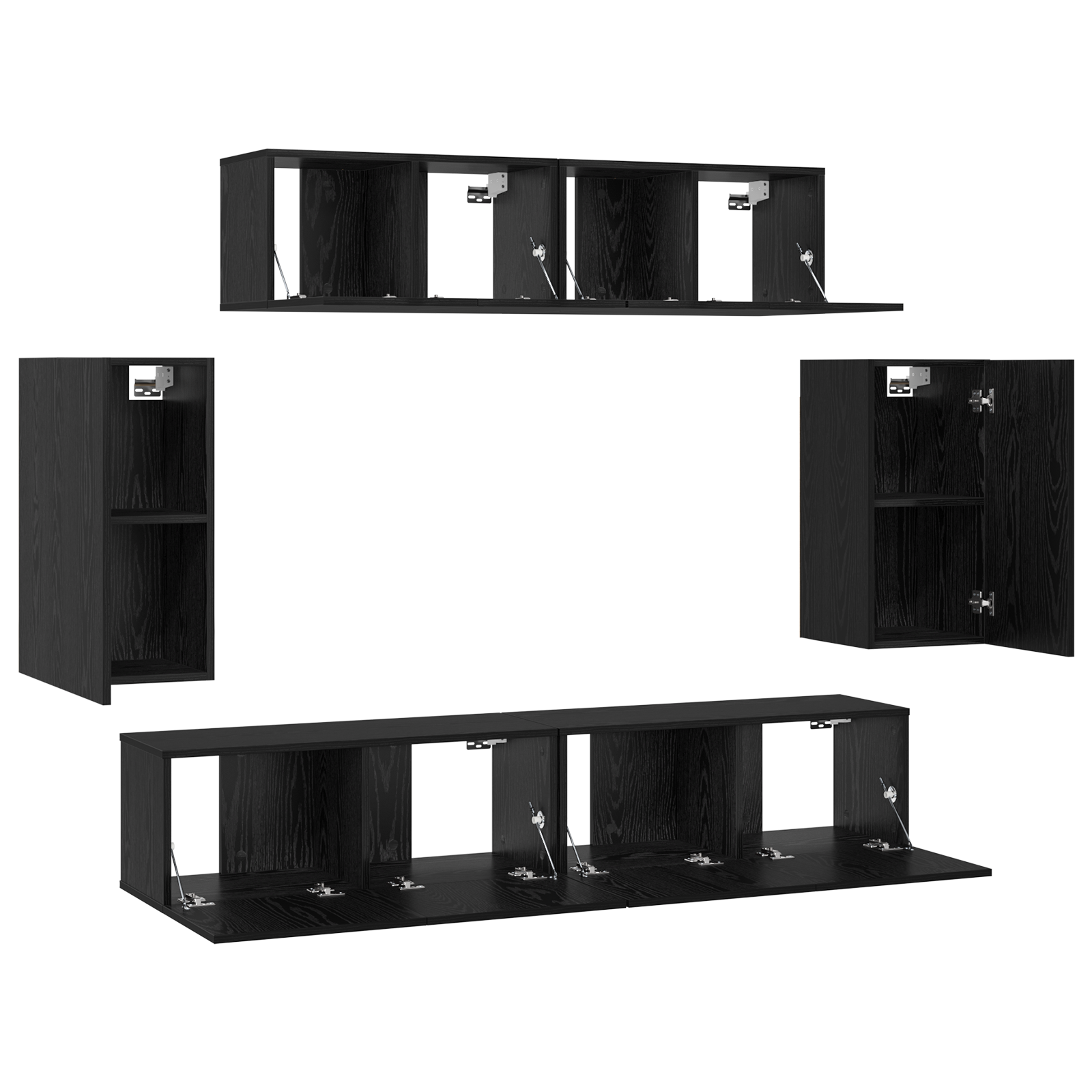 Dulap pentru TV pe Perete 6 pcs Stejar negru Lemn compozit GartenMobel Dekor