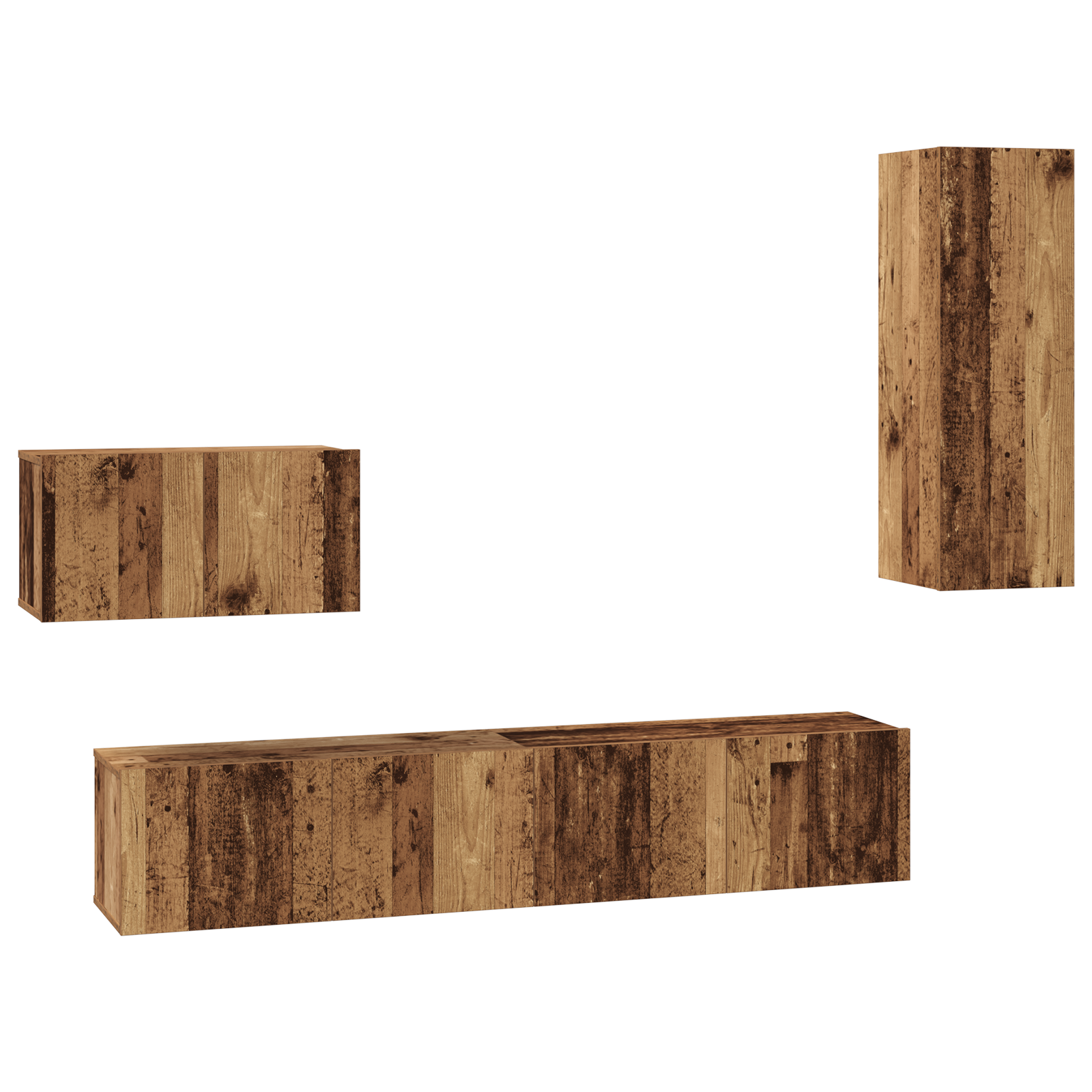 Dulap pentru TV pe Perete cu raft Altele cu depozitare cu ușă 4 pcs Lemn vechi Mediu GartenMobel Dekor