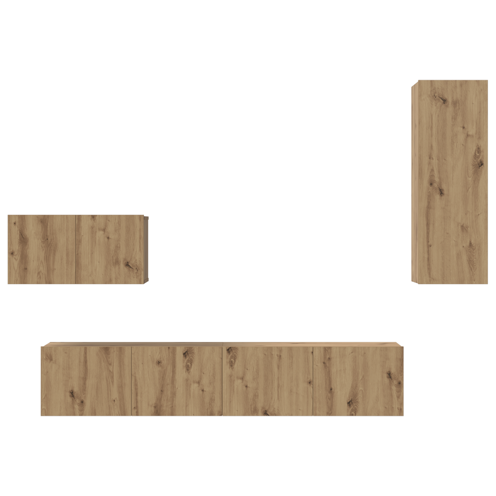 Dulap pentru TV pe Perete cu raft Altele cu depozitare cu ușă 4 pcs Stejar artisanal GartenMobel Dekor