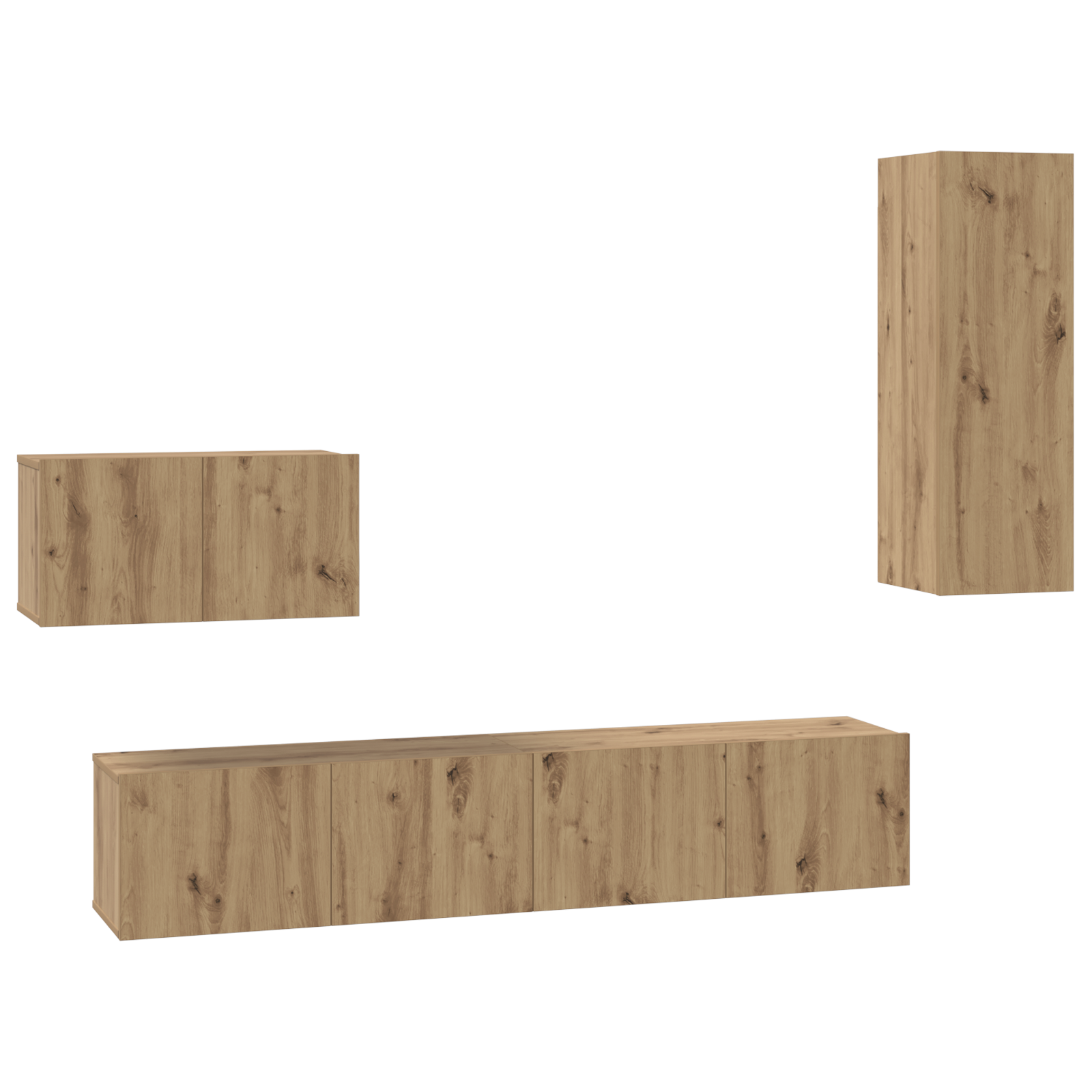 Dulap pentru TV pe Perete cu raft Altele cu depozitare cu ușă 4 pcs Stejar artisanal GartenMobel Dekor