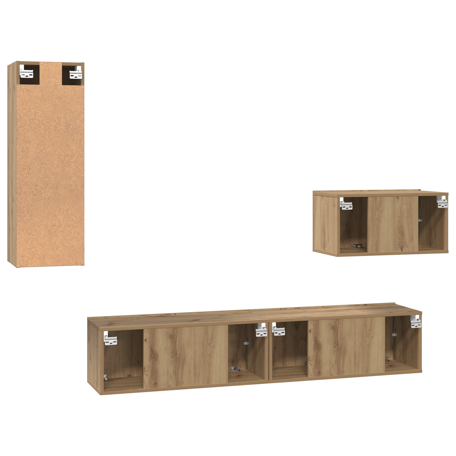 Dulap pentru TV pe Perete cu raft Altele cu depozitare cu ușă 4 pcs Stejar artisanal GartenMobel Dekor