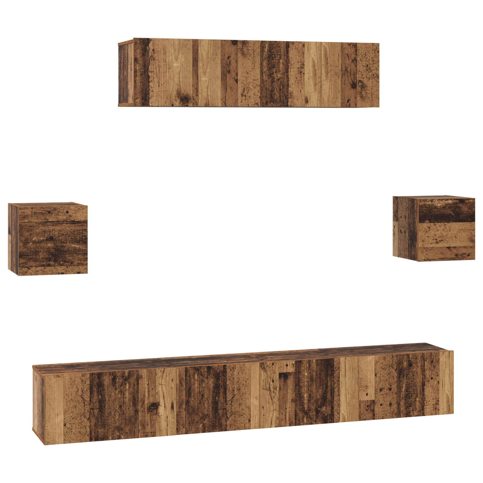 Set Cabinet TV Altele cu depozitare cu ușă 7 pcs Lemn vechi 80 x 30 x 30 cm GartenMobel Dekor