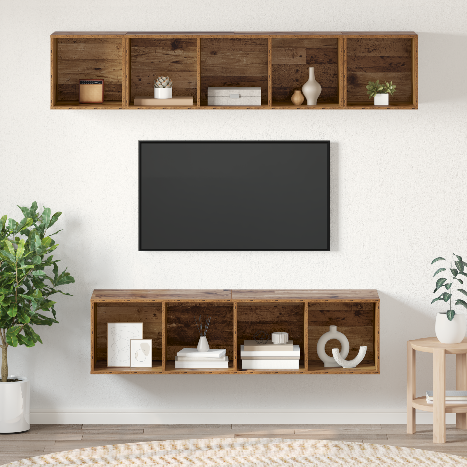 Set comodă TV 4 pcs Lemn vechi 37 x 37 x 142.5 cm Lemn compozit GartenMobel Dekor