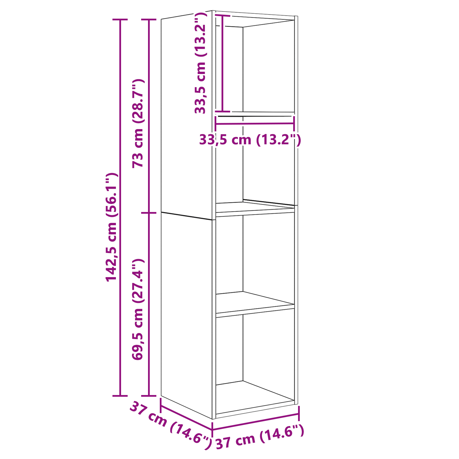 Set comodă TV 4 pcs Stejar negru 37 x 37 x 142.5 cm GartenMobel Dekor