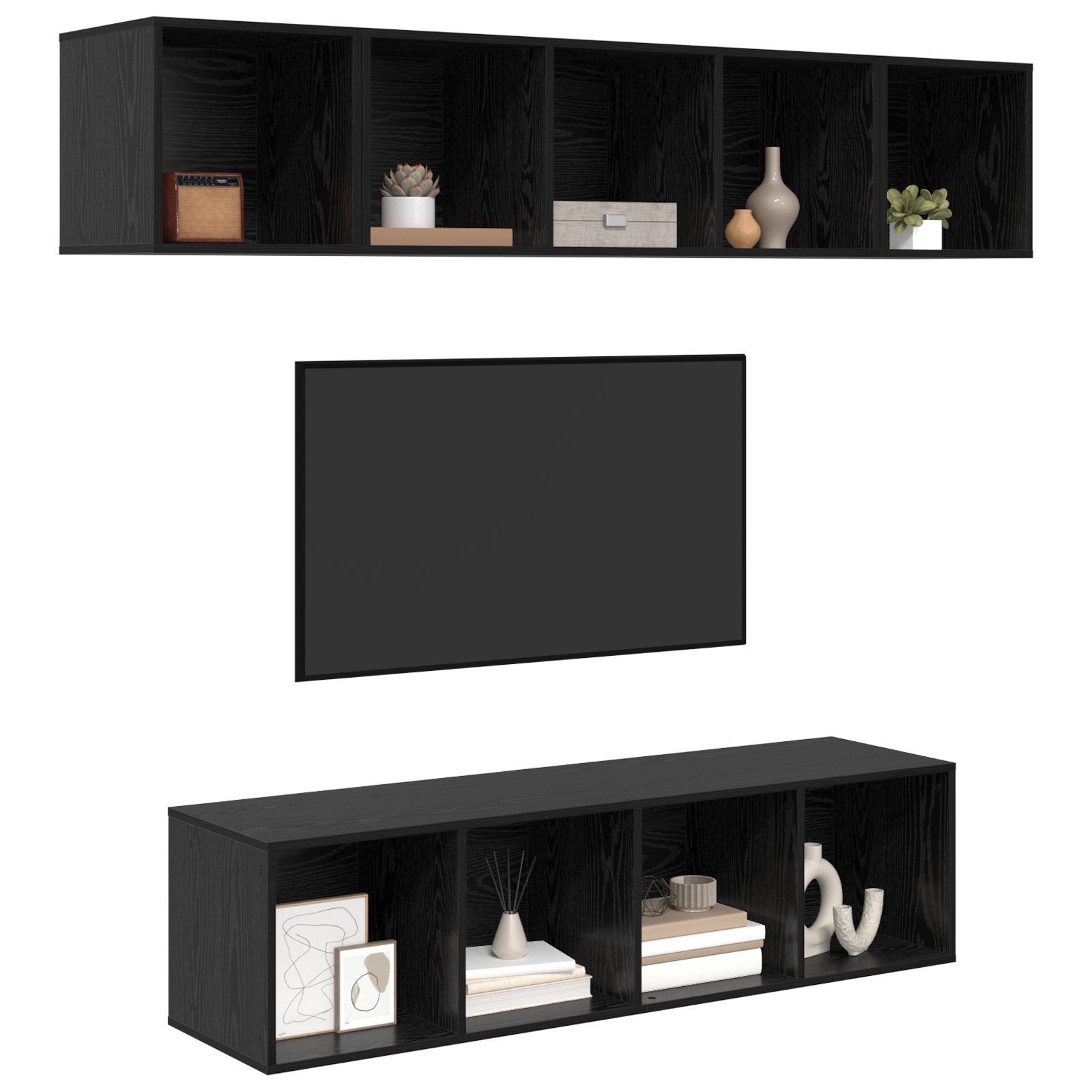 Set comodă TV 4 pcs Stejar negru 37 x 37 x 142.5 cm GartenMobel Dekor