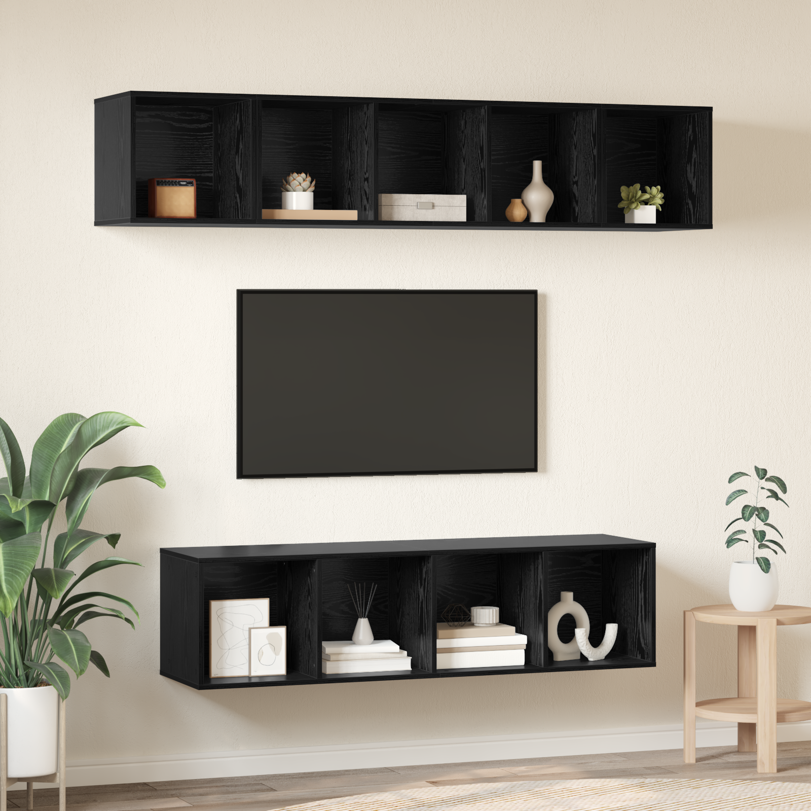 Set comodă TV 4 pcs Stejar negru 37 x 37 x 142.5 cm GartenMobel Dekor