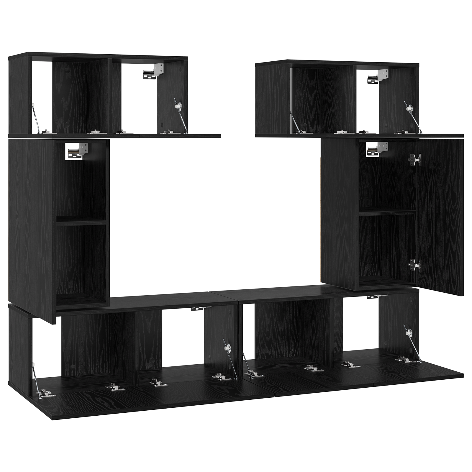 Set comodă TV 6 pcs Stejar negru 80 x 30 x 30 cm Lemn compozit GartenMobel Dekor