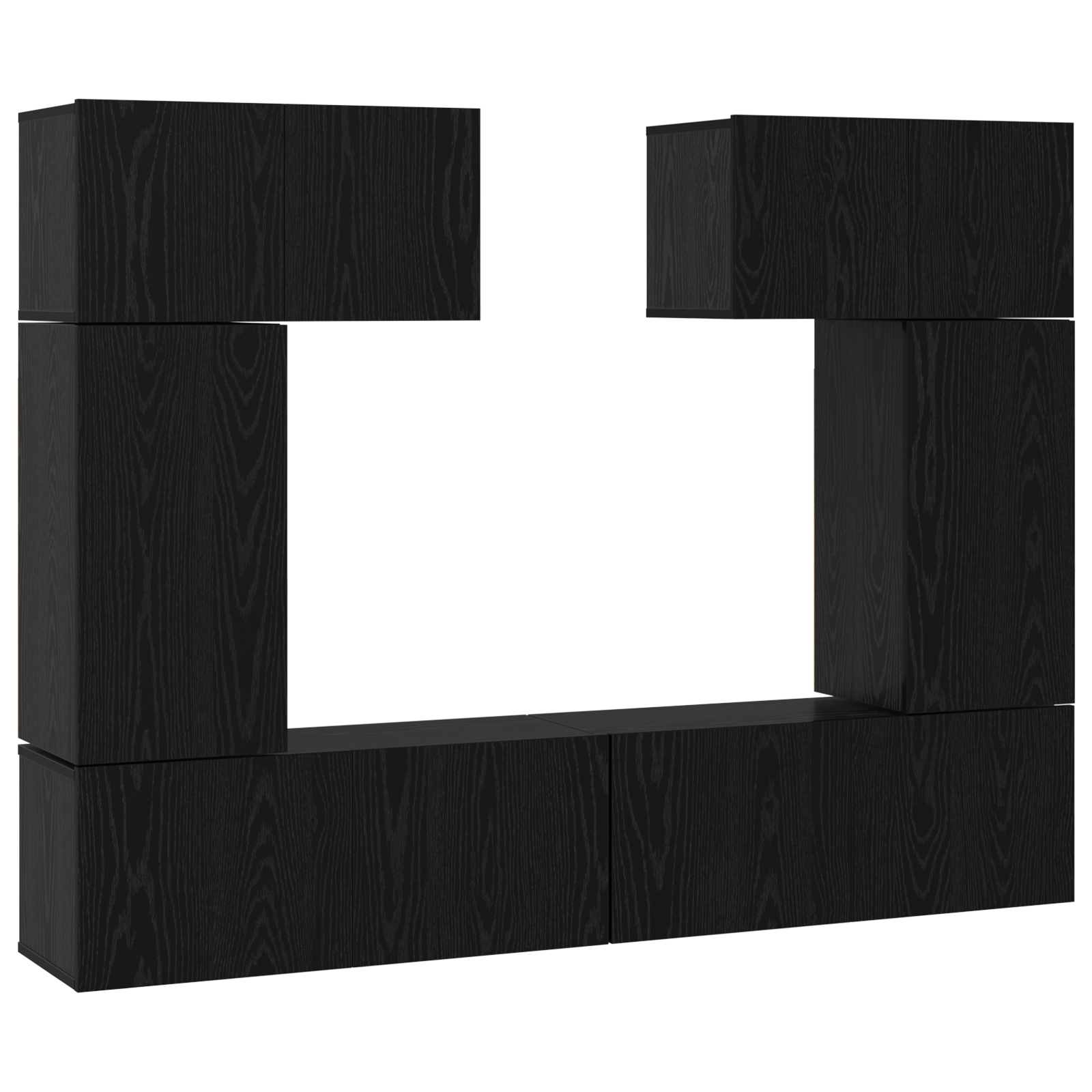Set comodă TV 6 pcs Stejar negru 80 x 30 x 30 cm Lemn compozit GartenMobel Dekor