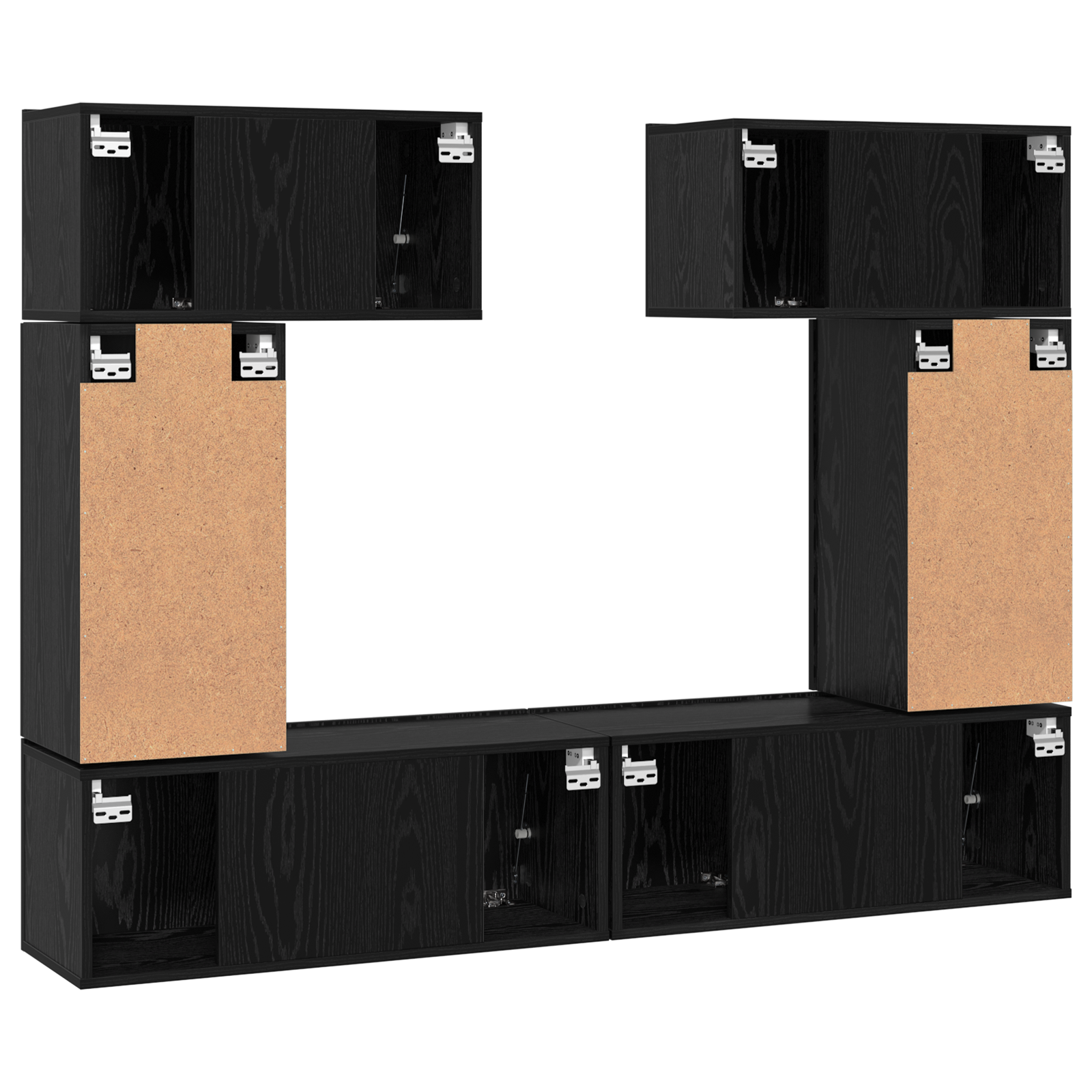 Set comodă TV 6 pcs Stejar negru 80 x 30 x 30 cm Lemn compozit GartenMobel Dekor