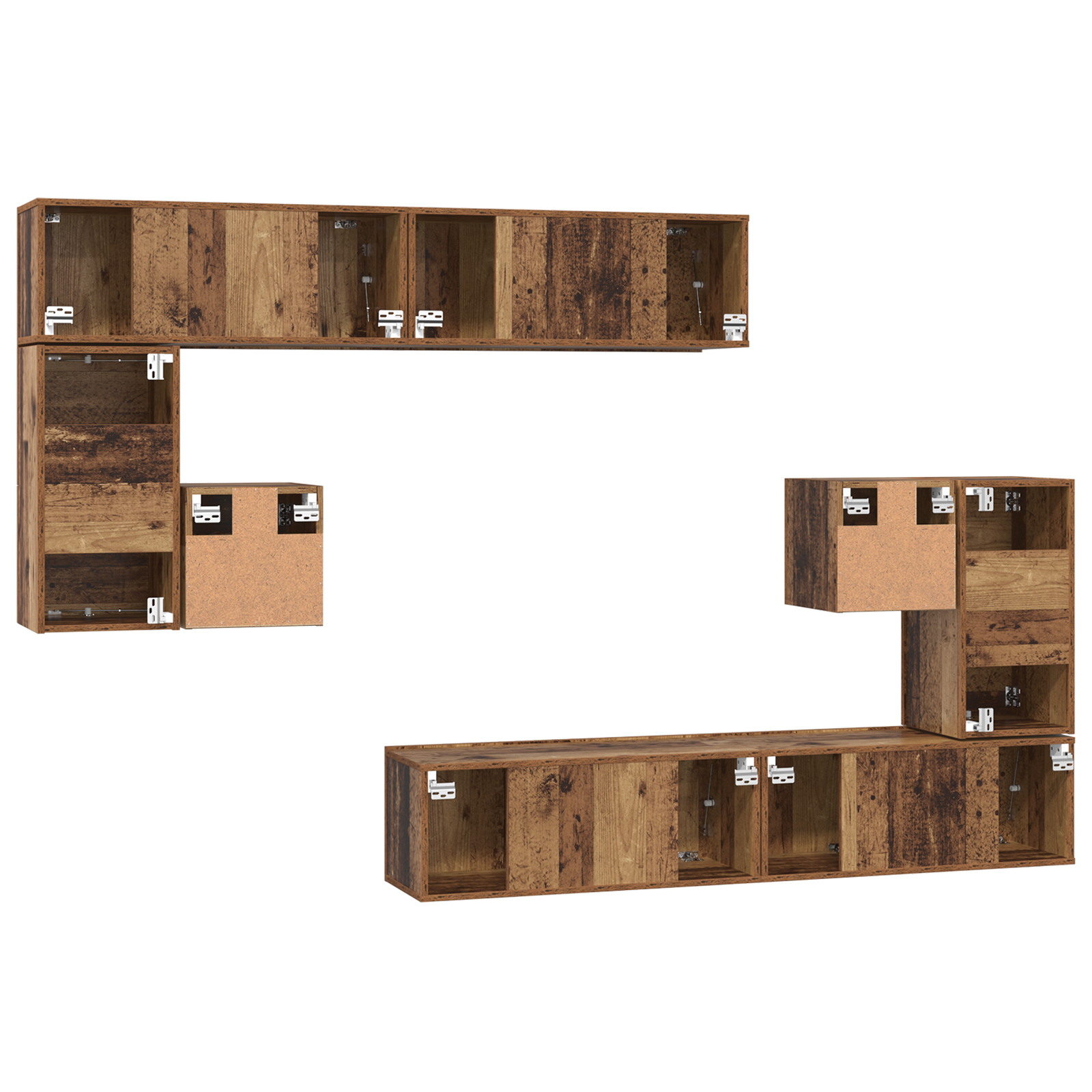 Set comodă TV 8 pcs Lemn vechi Mediu 30.5 x 30 x 30 cm GartenMobel Dekor