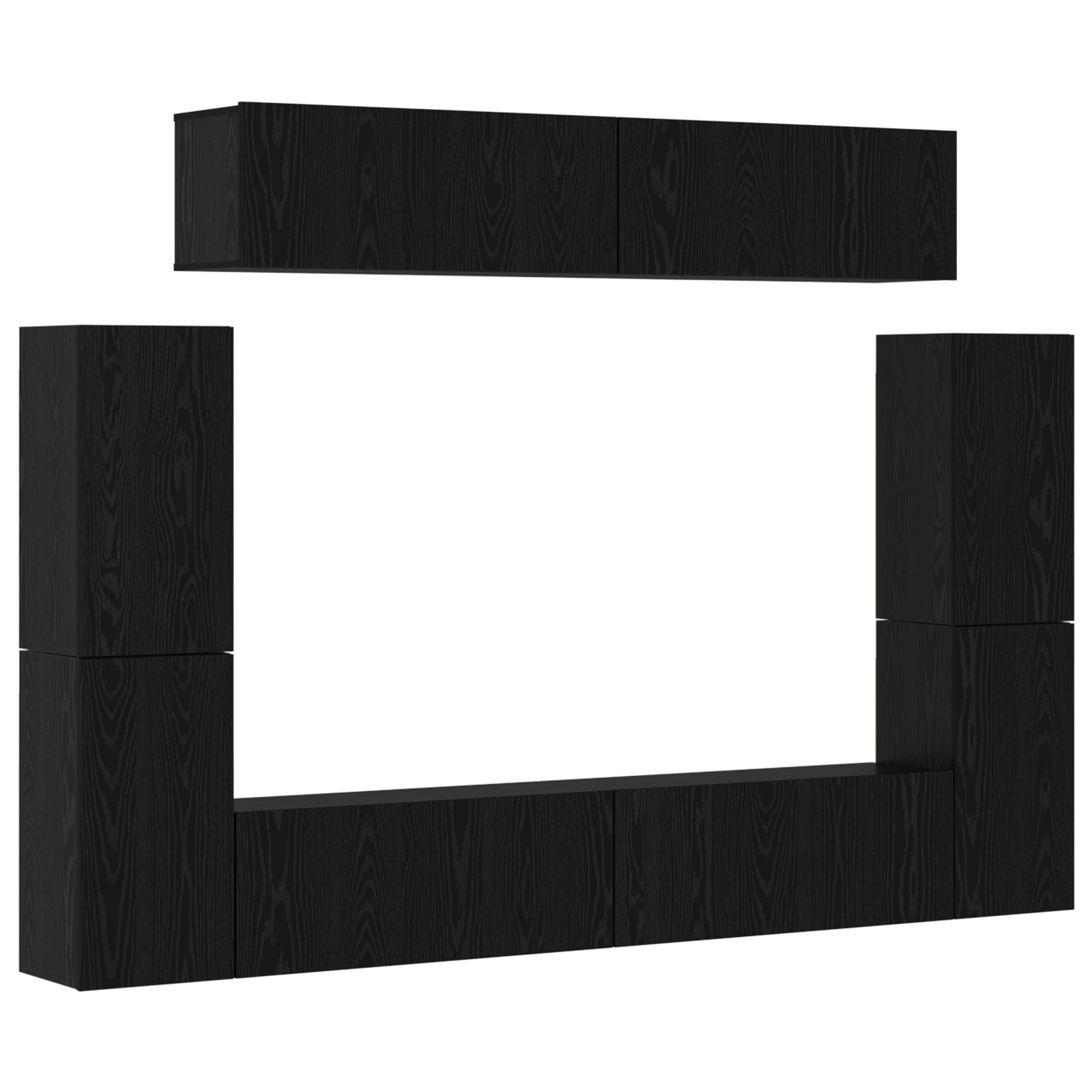 Set comodă TV cu raft 8 pcs Stejar negru 80 x 30 x 30.5 cm GartenMobel Dekor