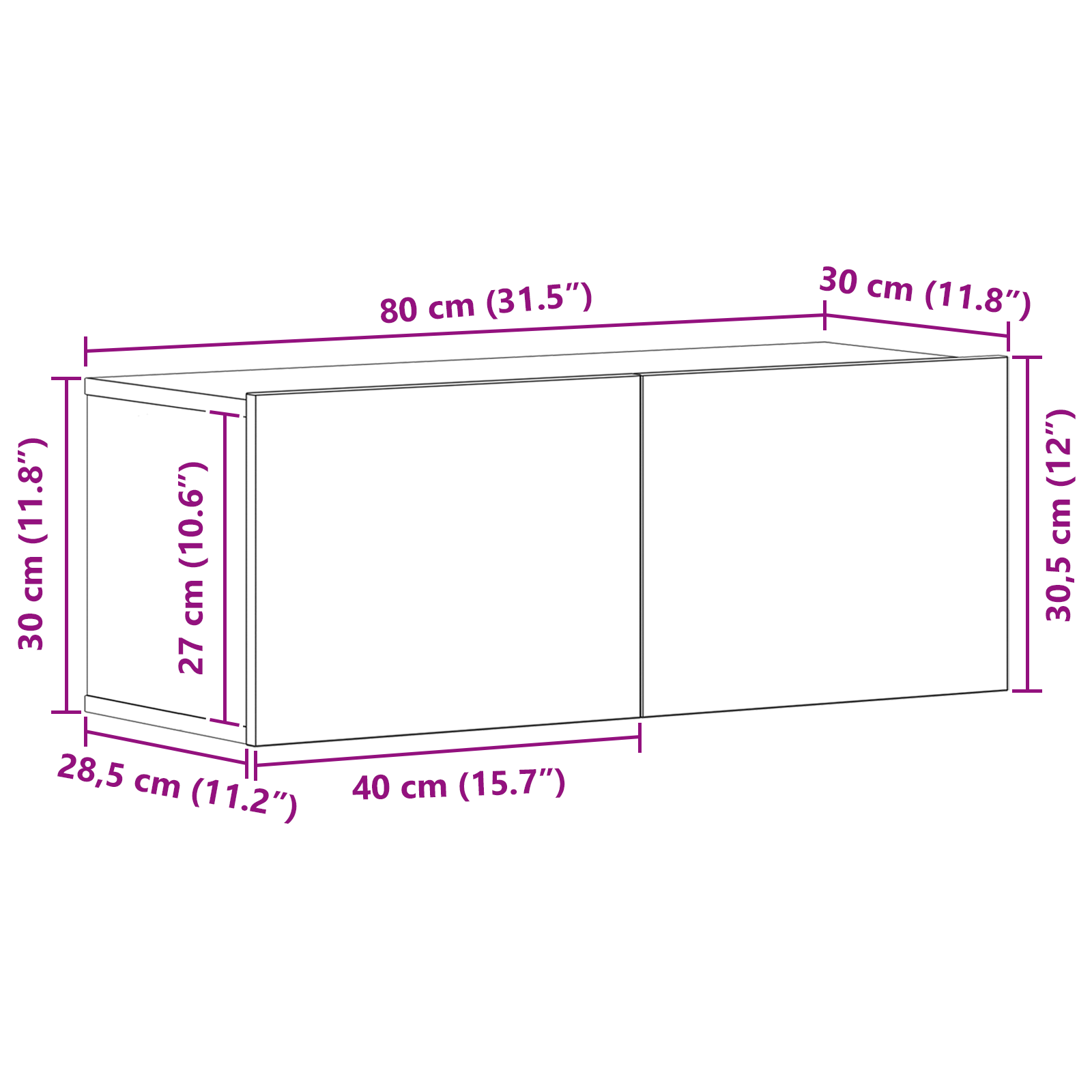Set comodă TV cu raft 8 pcs Stejar negru 80 x 30 x 30.5 cm GartenMobel Dekor
