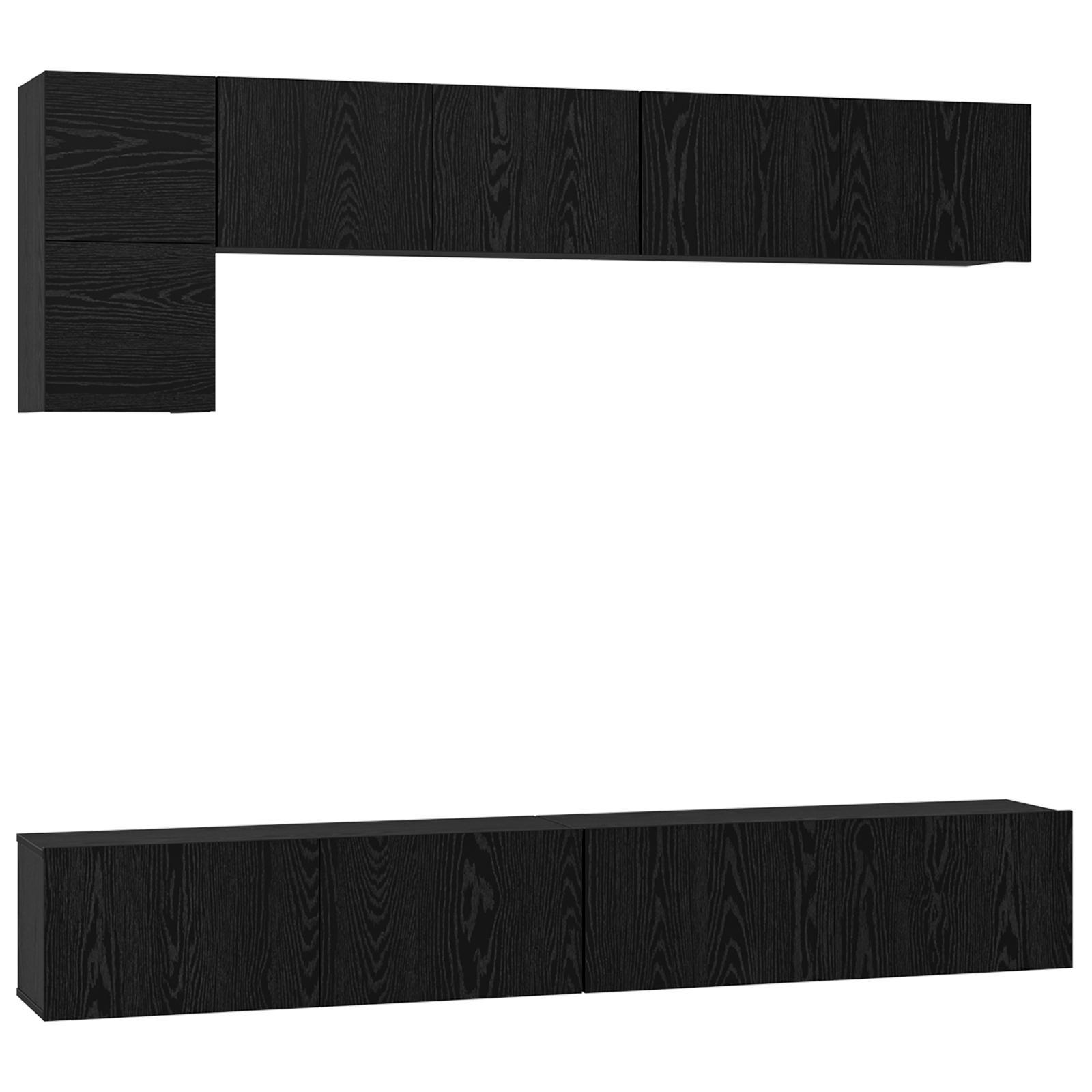 Set comodă TV cu raft cu depozitare cu ușă 5 pcs Stejar Negru GartenMobel Dekor