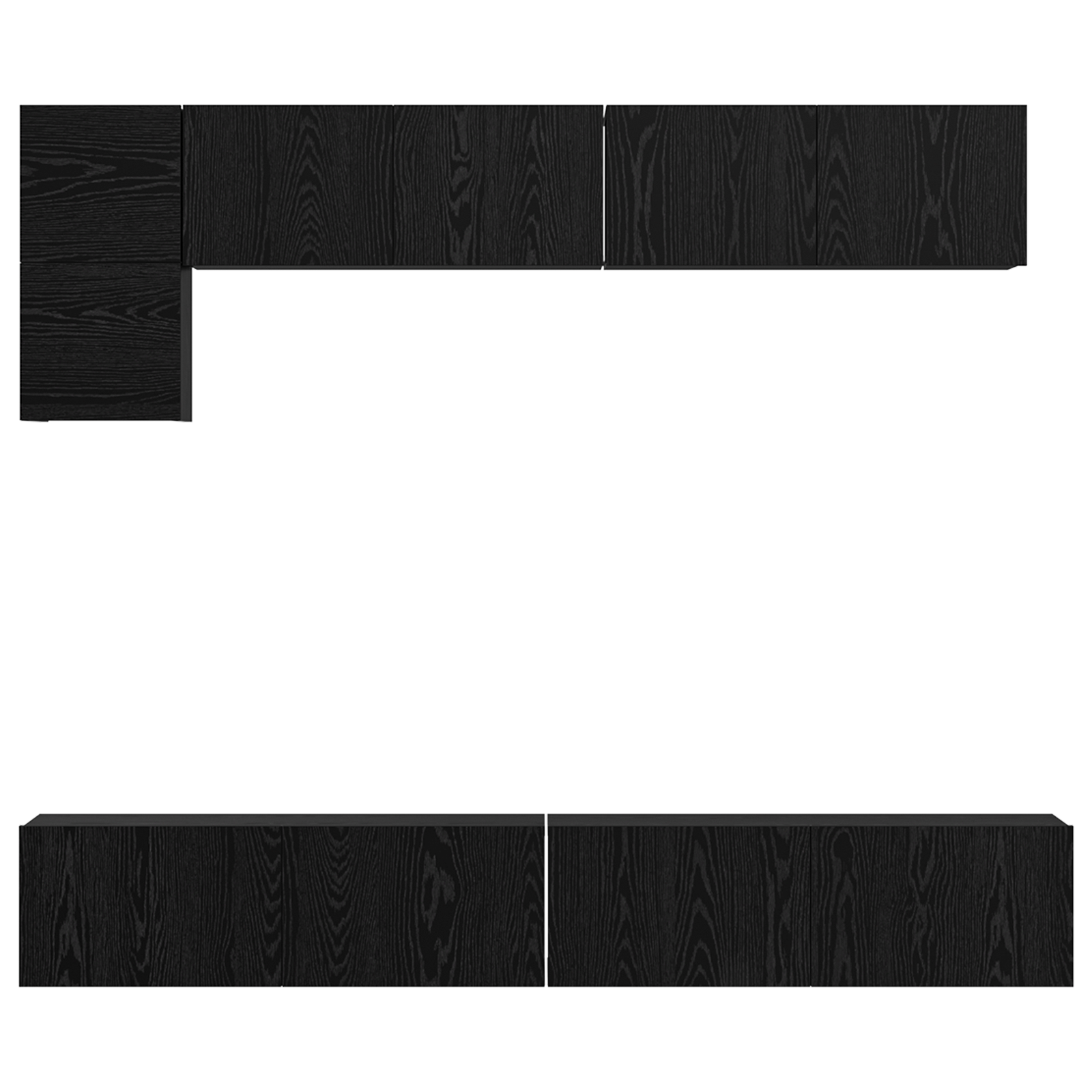 Set comodă TV cu raft cu depozitare cu ușă 5 pcs Stejar Negru GartenMobel Dekor