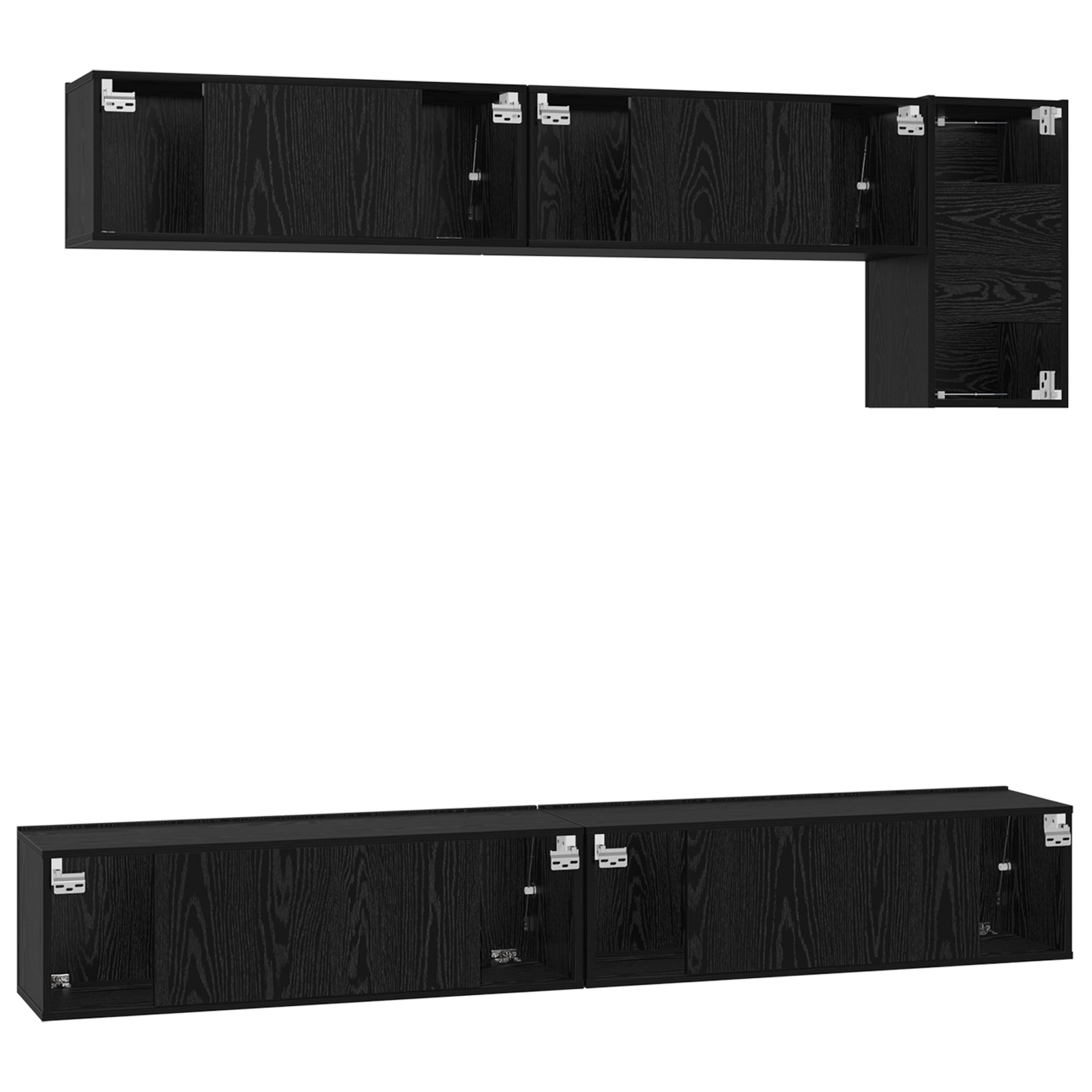 Set comodă TV cu raft cu depozitare cu ușă 5 pcs Stejar Negru GartenMobel Dekor
