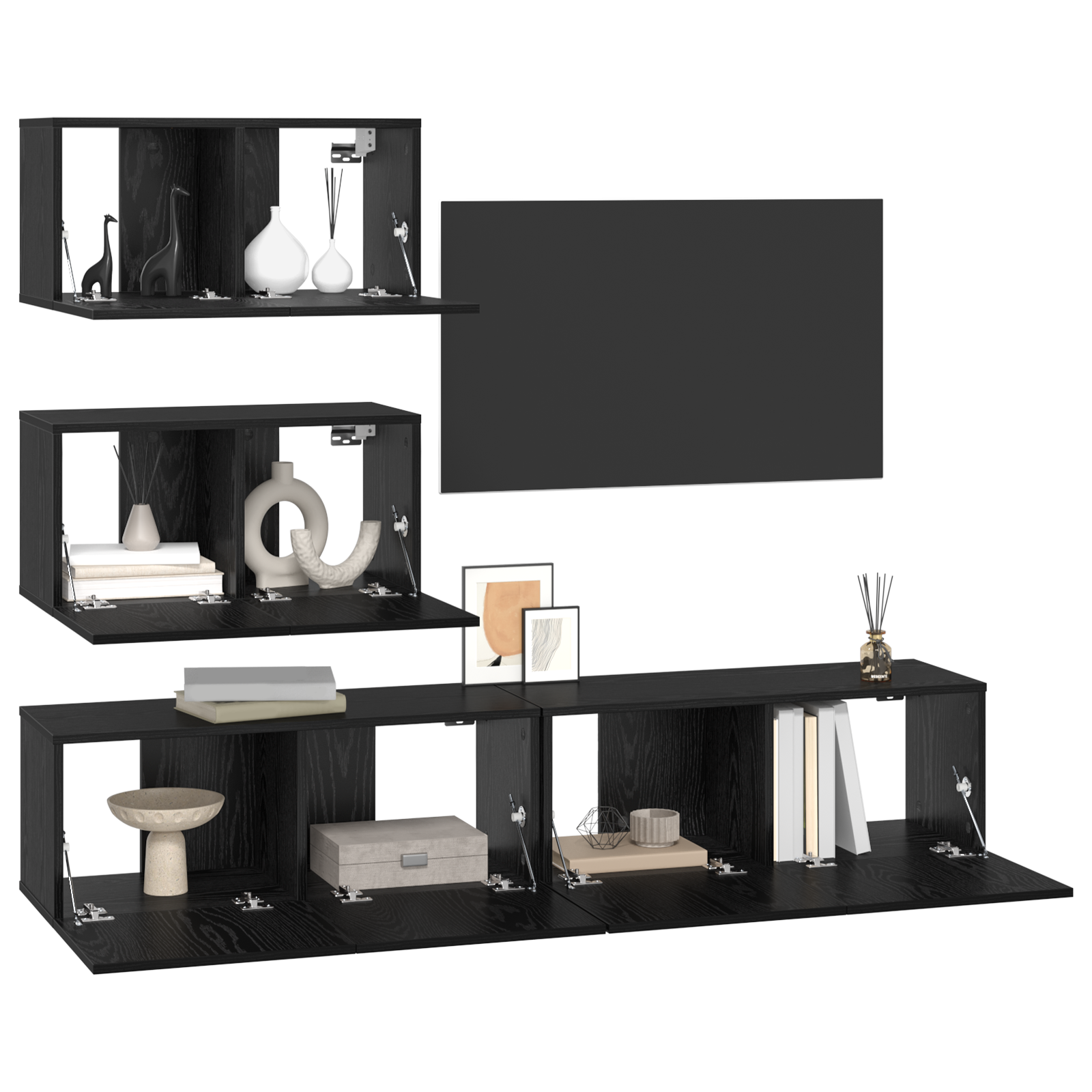 Set de Dulapuri pentru TV 4 pcs Stejar negru 80 x 30 x 30 cm GartenMobel Dekor