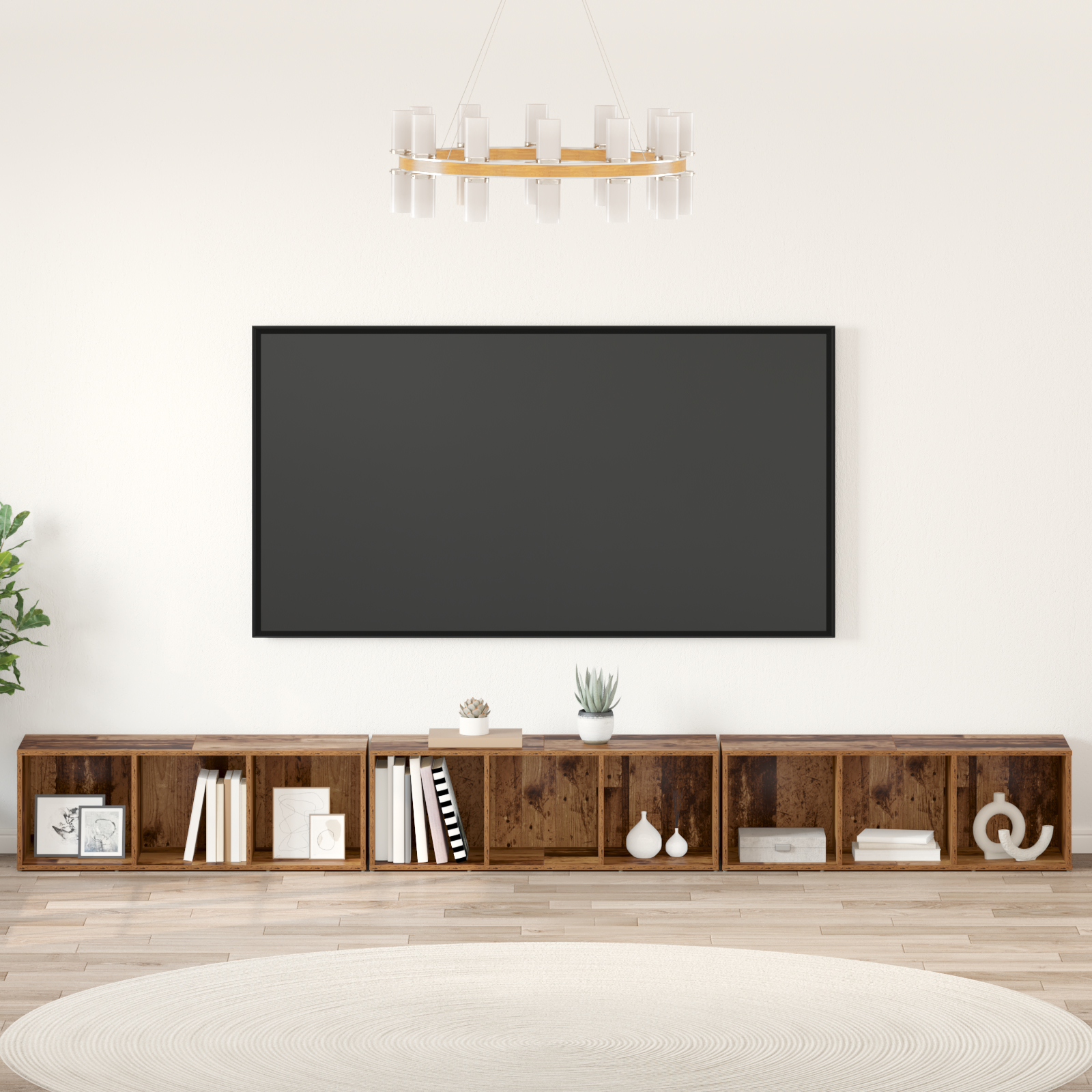 Cabinet TV 3 pcs Lemn vechi 37 x 35 x 107.5 cm Lemn stratificat GartenMobel Dekor