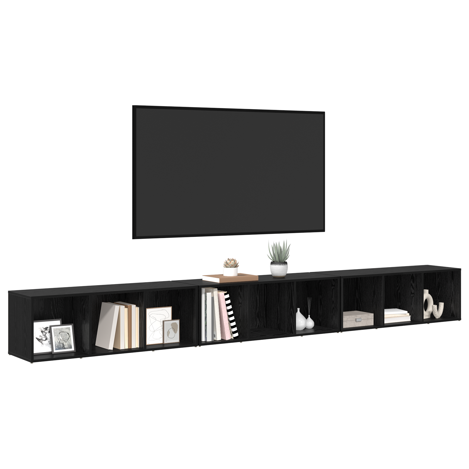 Cabinet TV 3 pcs Stejar negru 37 x 35 x 107.5 cm GartenMobel Dekor