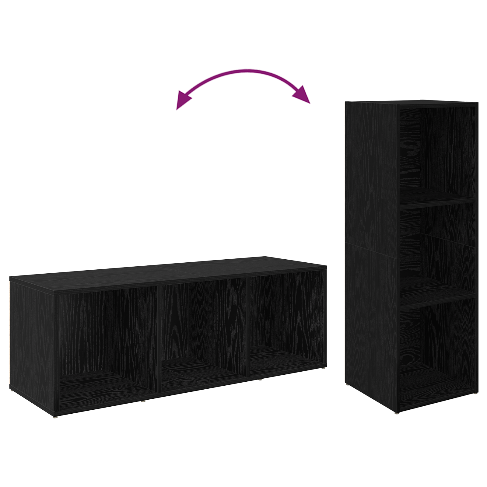 Cabinet TV 3 pcs Stejar negru 37 x 35 x 107.5 cm GartenMobel Dekor