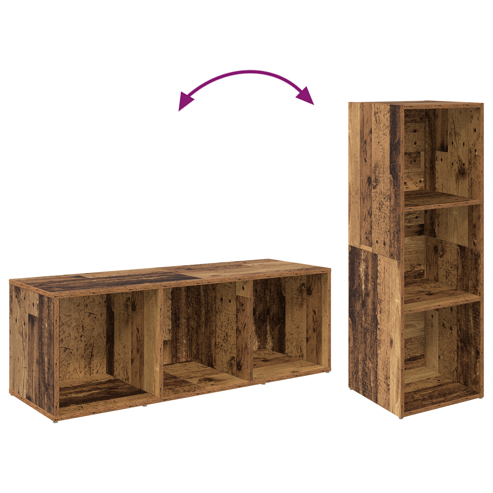 Cabinet TV 4 pcs Lemn vechi 37 x 35 x 107.5 cm Lemn stratificat GartenMobel Dekor