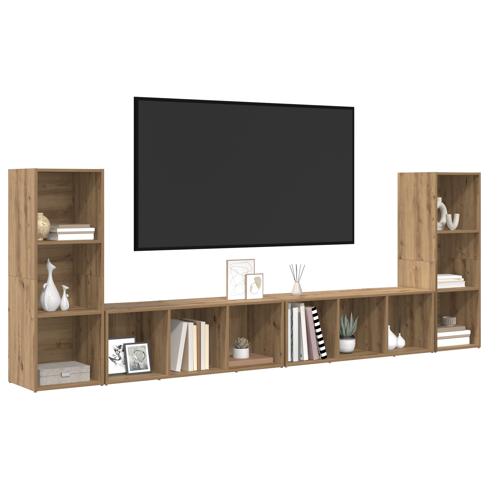 Cabinet TV cu raft 4 pcs Stejar artisanal 37 x 35 x 107.5 cm GartenMobel Dekor