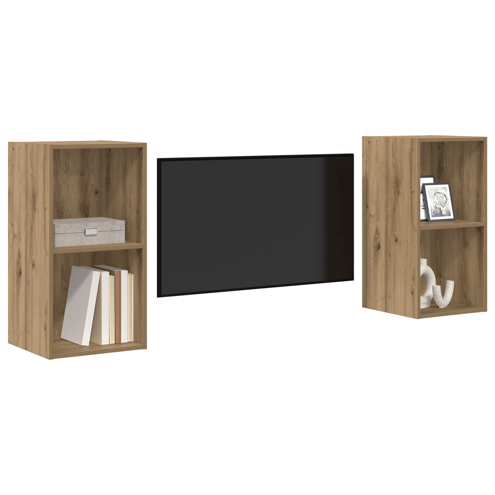 Dulap pentru TV pe Perete 2 pcs Stejar artisanal GartenMobel Dekor