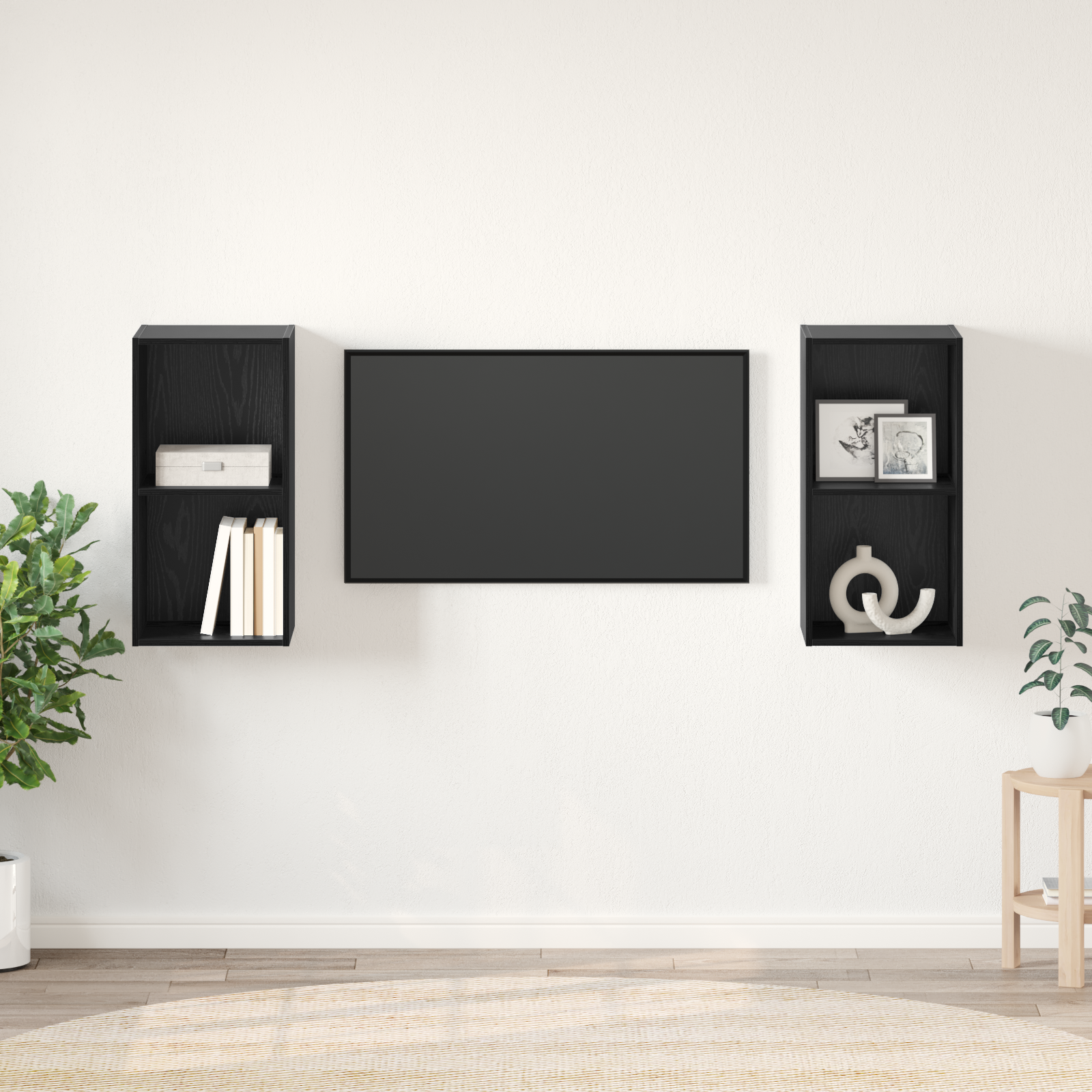 Dulap pentru TV pe Perete 2 pcs Stejar negru 37 x 37 x 72 cm GartenMobel Dekor