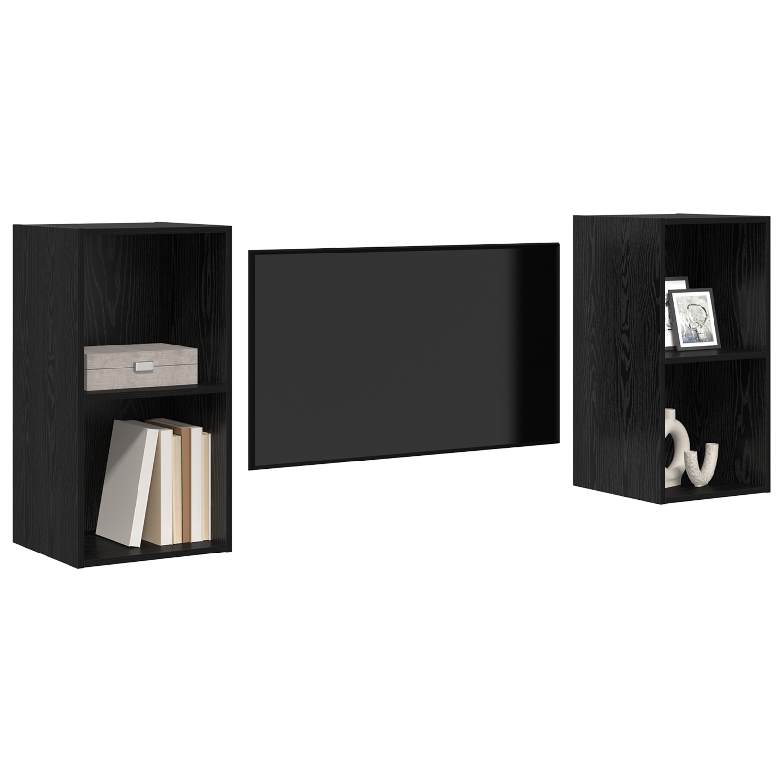 Dulap pentru TV pe Perete 2 pcs Stejar negru 37 x 37 x 72 cm GartenMobel Dekor