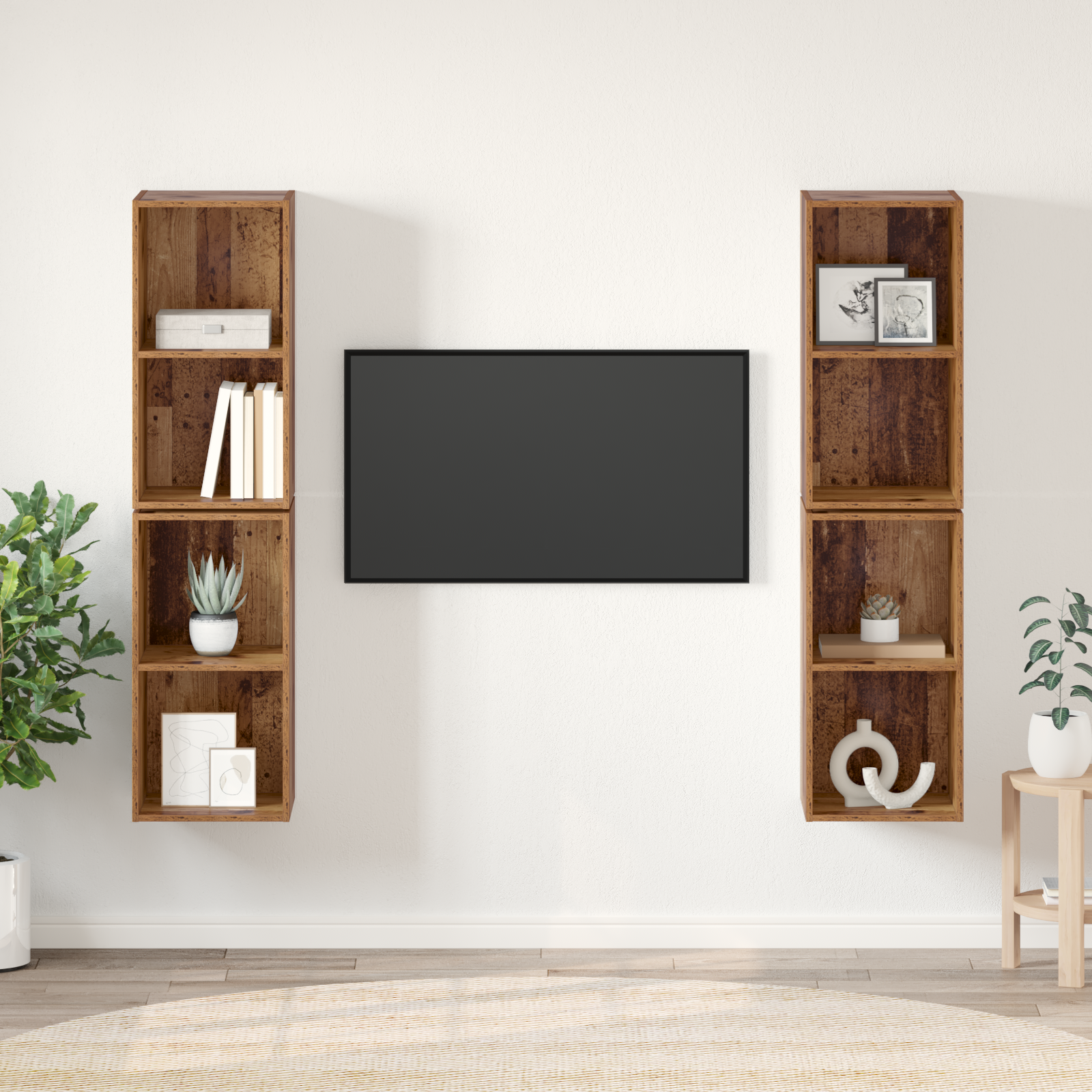 Dulap pentru TV pe Perete 4 pcs Lemn vechi 37 x 37 x 72 cm GartenMobel Dekor