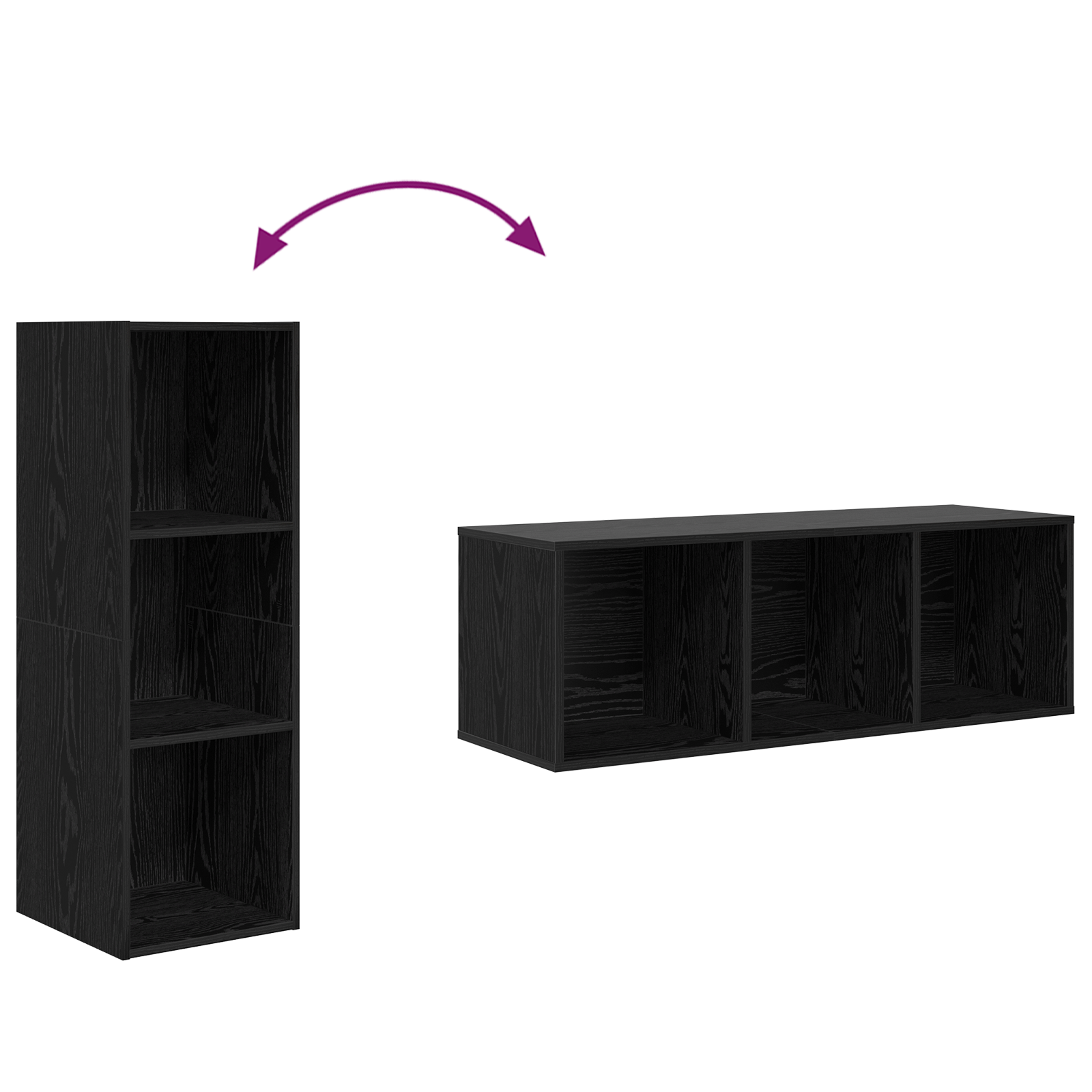 Dulap pentru TV pe Perete 4 pcs Stejar negru 37 x 37 x 107.5 cm GartenMobel Dekor