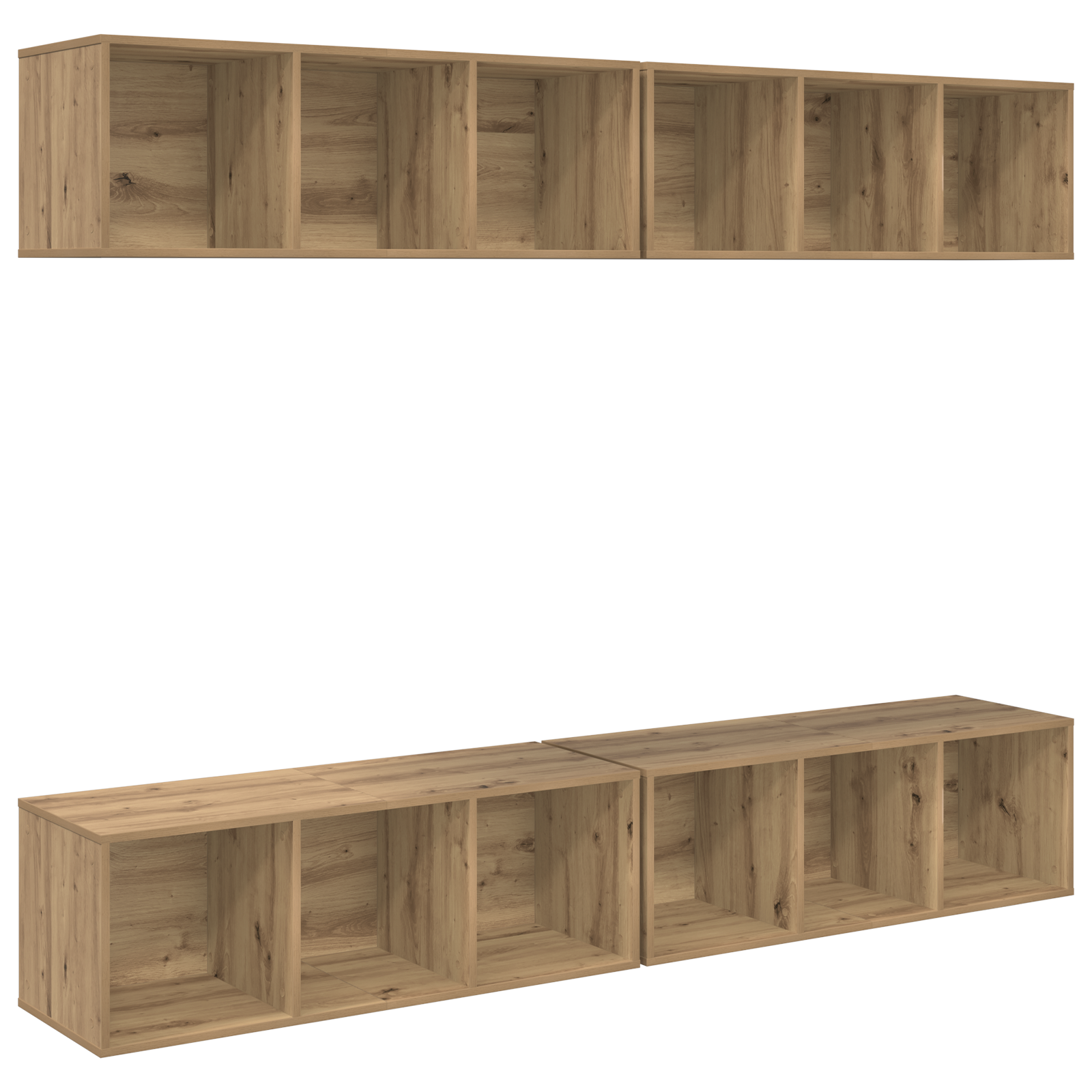 Dulap pentru TV pe Perete cu raft cu depozitare 4 pcs stejar artizanal GartenMobel Dekor