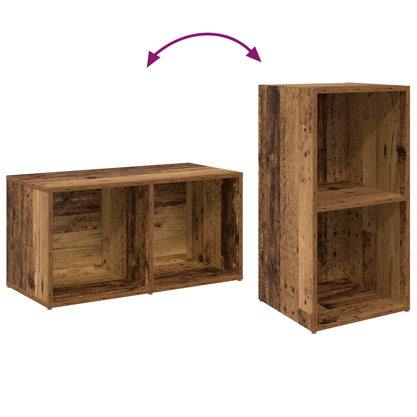 Set comodă TV 2 pcs Lemn Vechi 37 x 35 x 107 cm Lemn compozit GartenMobel Dekor