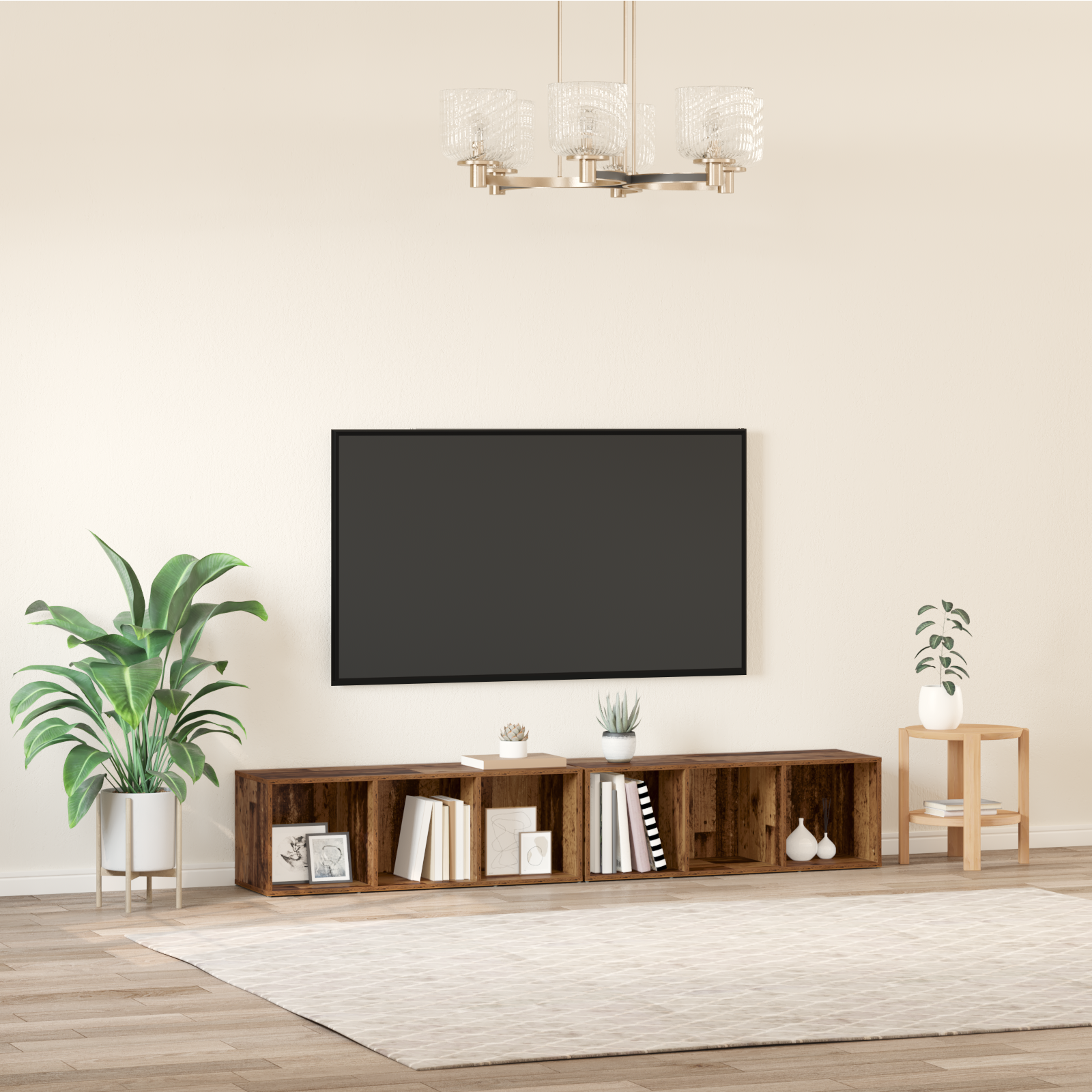 Set comodă TV 2 pcs Lemn Vechi 37 x 35 x 107 cm Lemn compozit GartenMobel Dekor