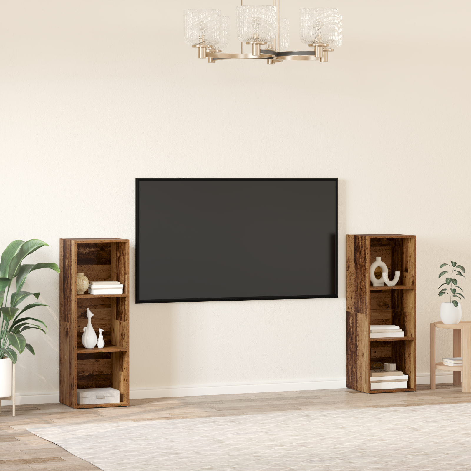 Set comodă TV 2 pcs Lemn vechi 107 x 35 x 37 cm Lemn compozit GartenMobel Dekor
