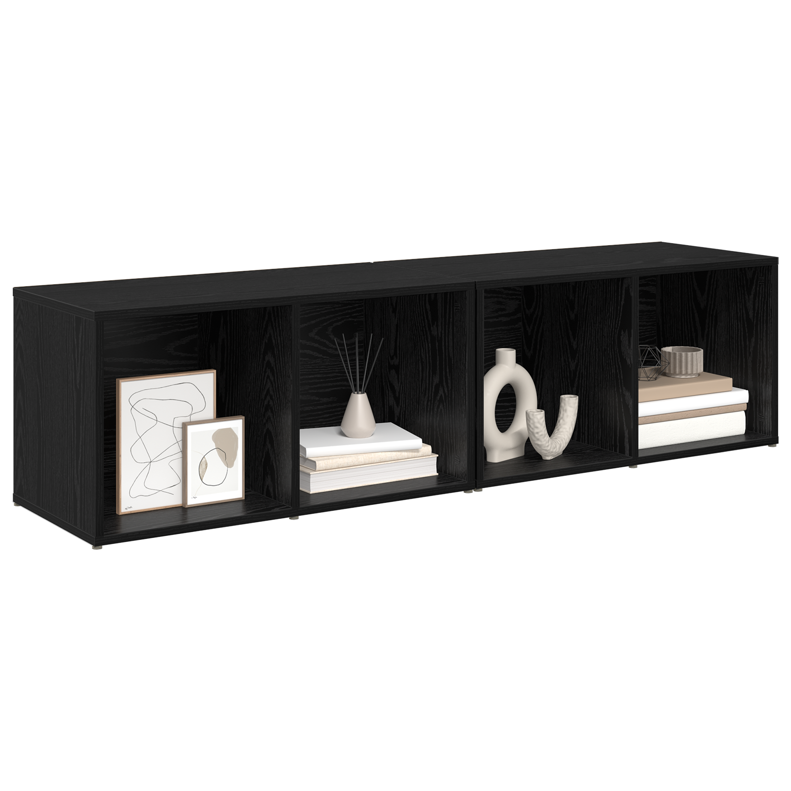 Set comodă TV 2 pcs Stejar Negru 37 x 35 x 107 cm Lemn compozit GartenMobel Dekor