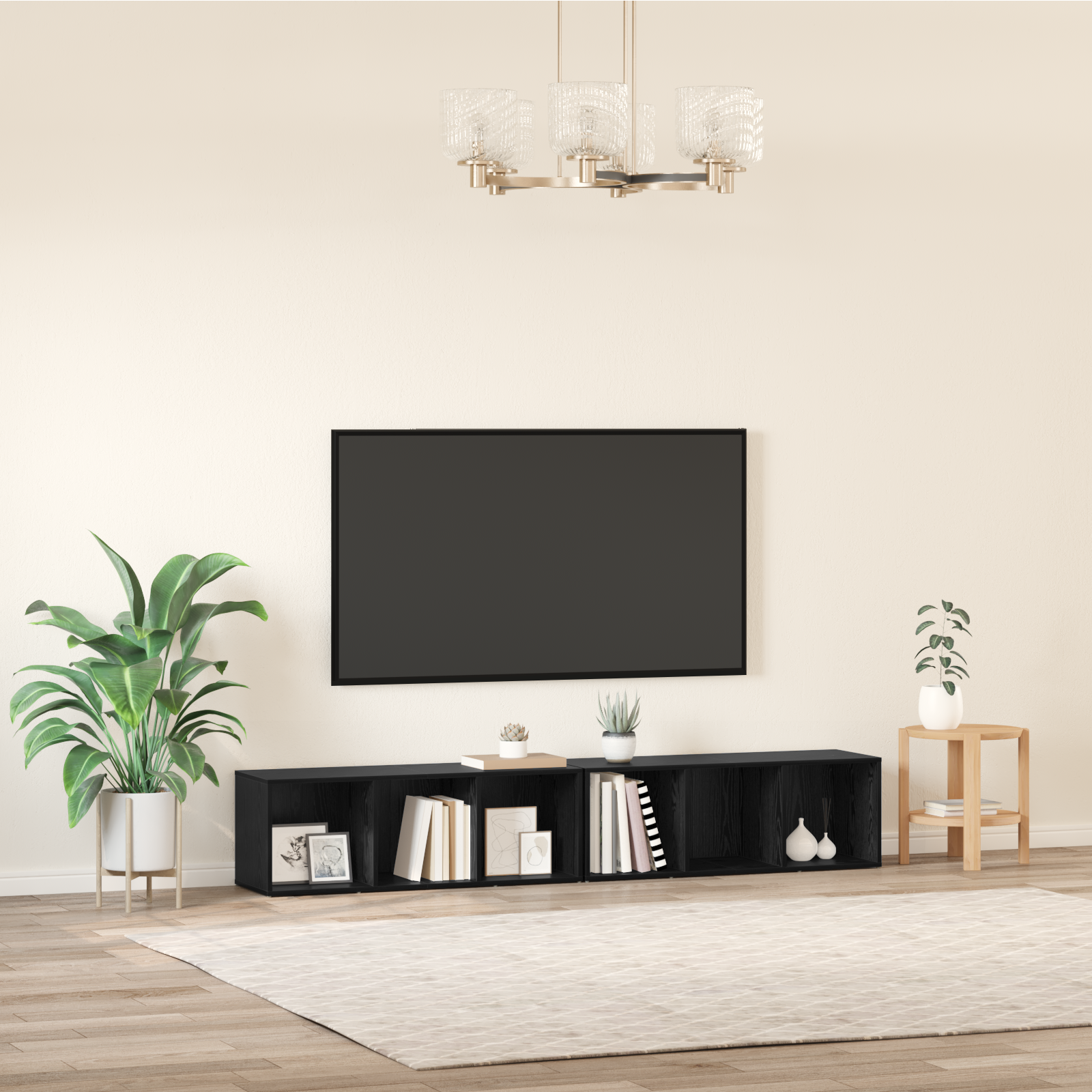 Set comodă TV 2 pcs Stejar Negru 37 x 35 x 107 cm Lemn compozit GartenMobel Dekor
