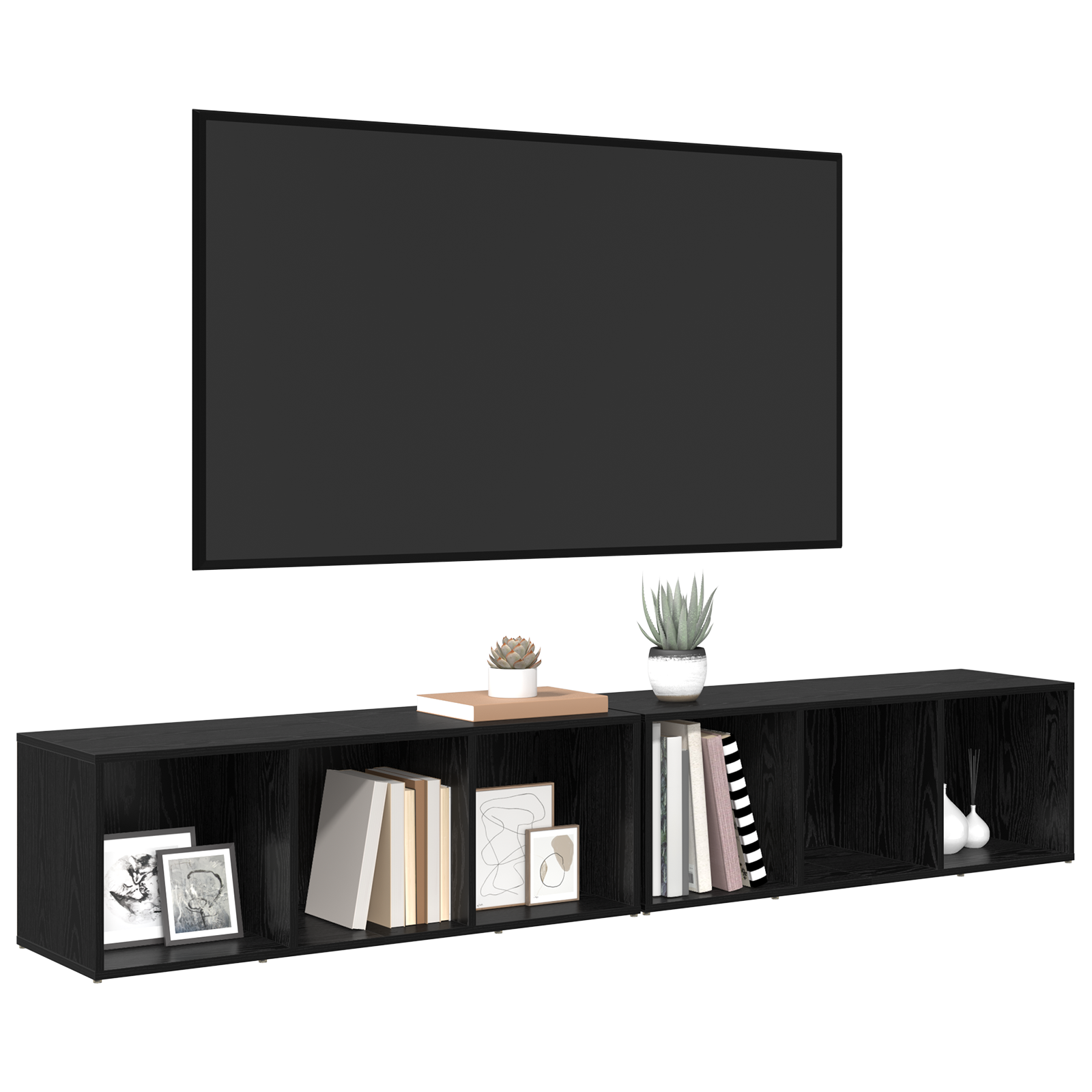 Set comodă TV 2 pcs Stejar Negru 37 x 35 x 107 cm Lemn compozit GartenMobel Dekor