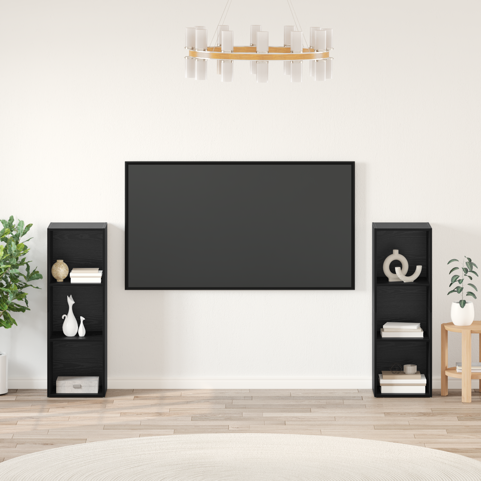 Set comodă TV 2 pcs Stejar negru 107 x 35 x 37 cm Lemn compozit GartenMobel Dekor
