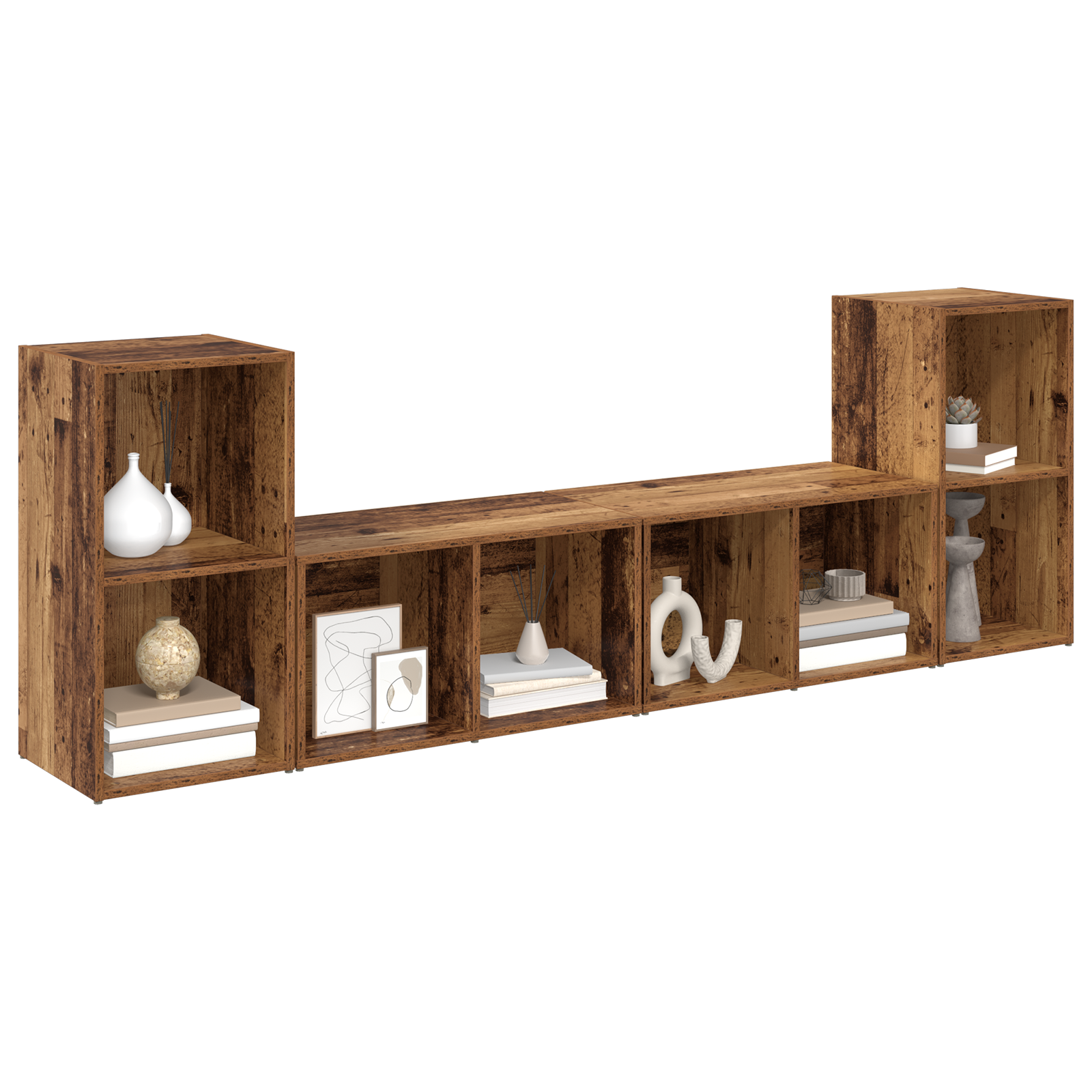 Set comodă TV 4 pcs Lemn vechi 72 x 35 x 36.5 cm Lemn compozit GartenMobel Dekor