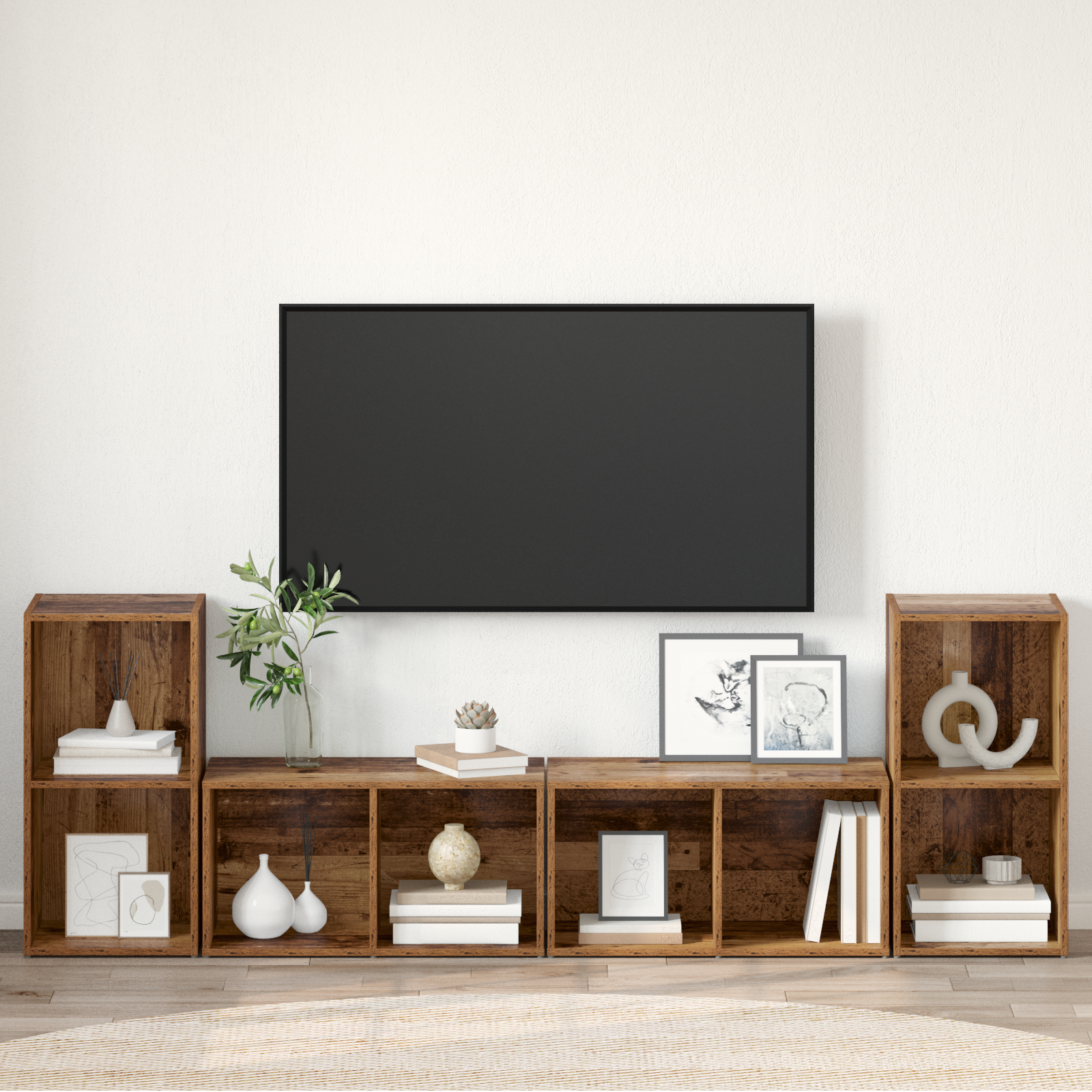 Set comodă TV 4 pcs Lemn vechi 72 x 35 x 36.5 cm Lemn compozit GartenMobel Dekor