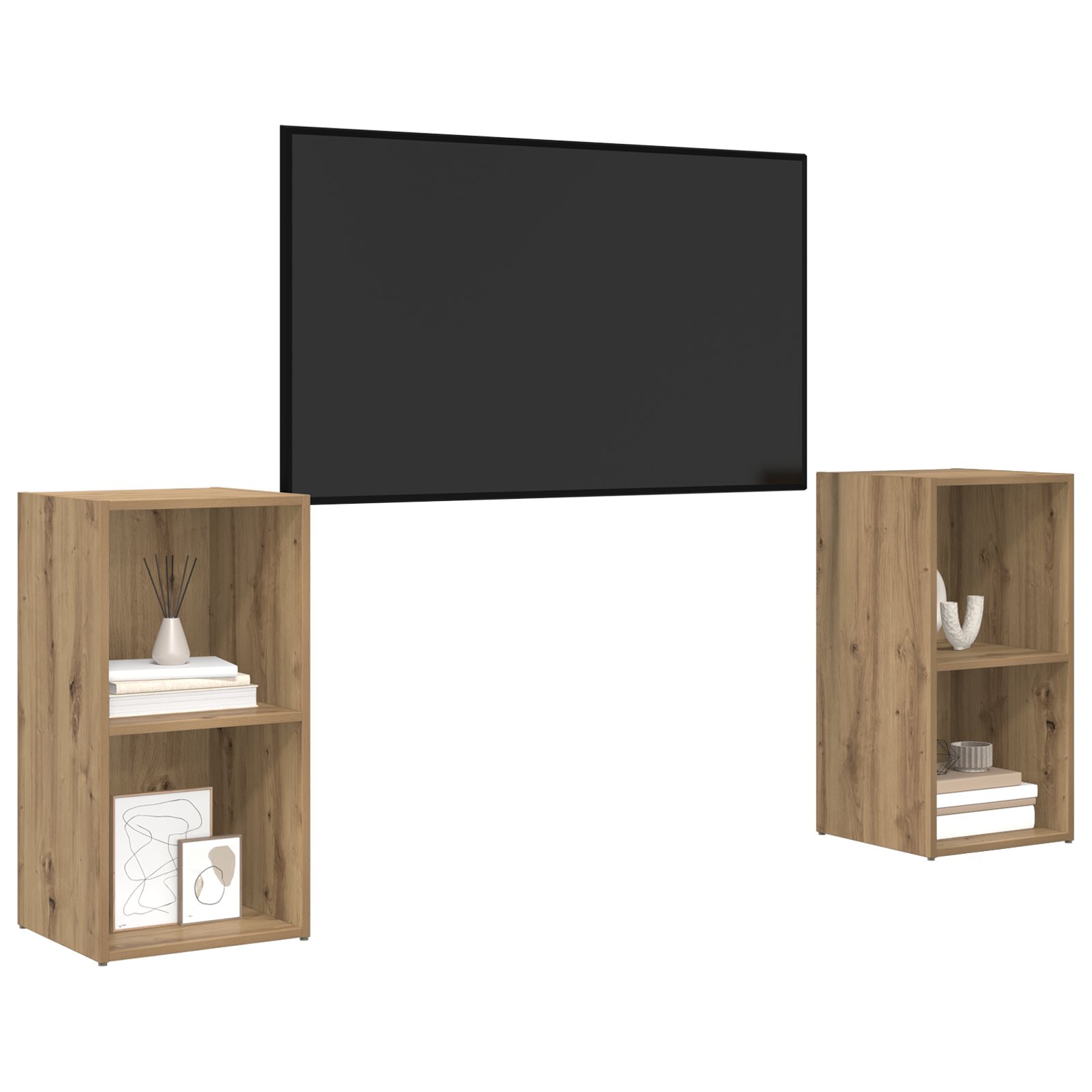 Set comodă TV cu raft 2 pcs Stejar artisanal 72 x 35 x 36.5 cm GartenMobel Dekor