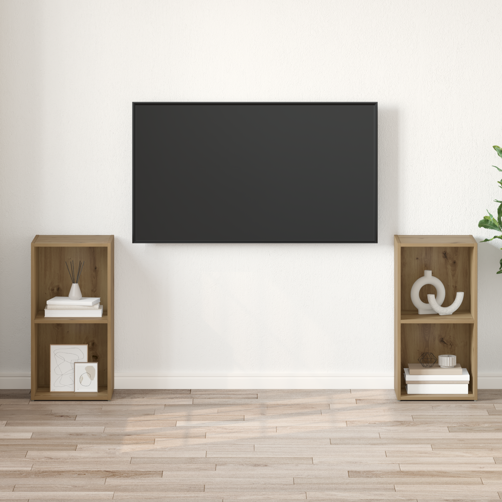 Set comodă TV cu raft 2 pcs Stejar artisanal 72 x 35 x 36.5 cm GartenMobel Dekor