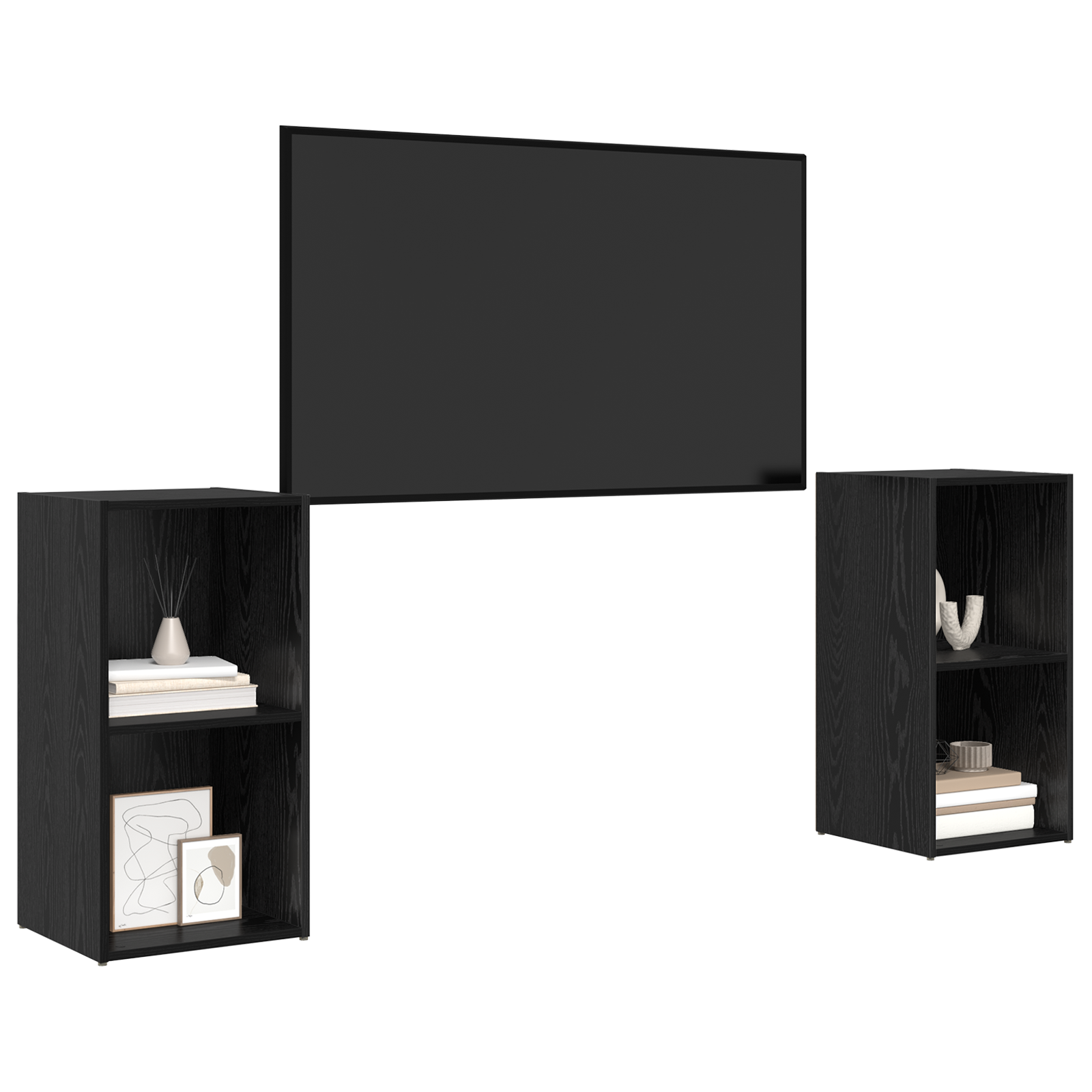 Set comodă TV cu raft 2 pcs Stejar negru 72 x 35 x 36.5 cm GartenMobel Dekor