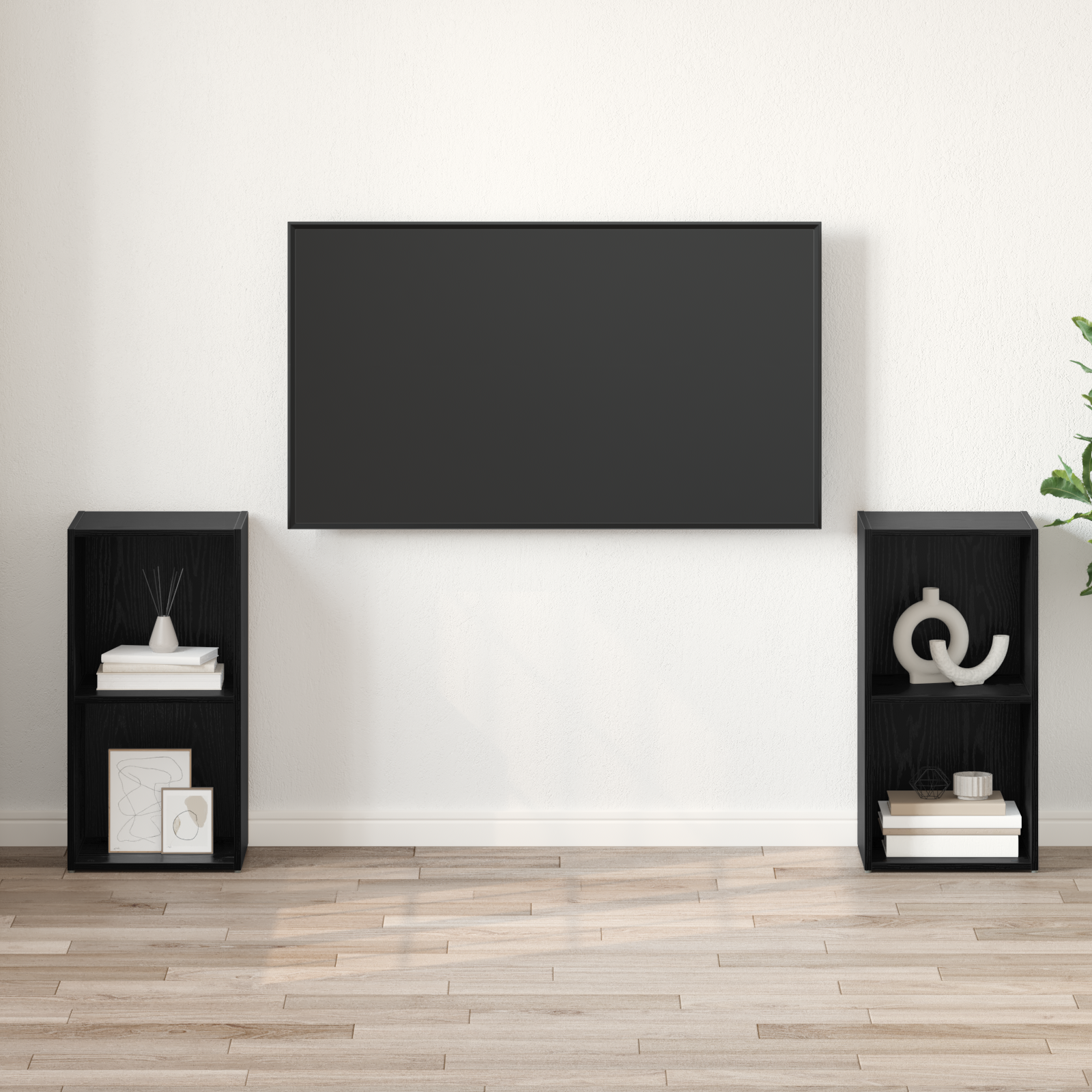 Set comodă TV cu raft 2 pcs Stejar negru 72 x 35 x 36.5 cm GartenMobel Dekor