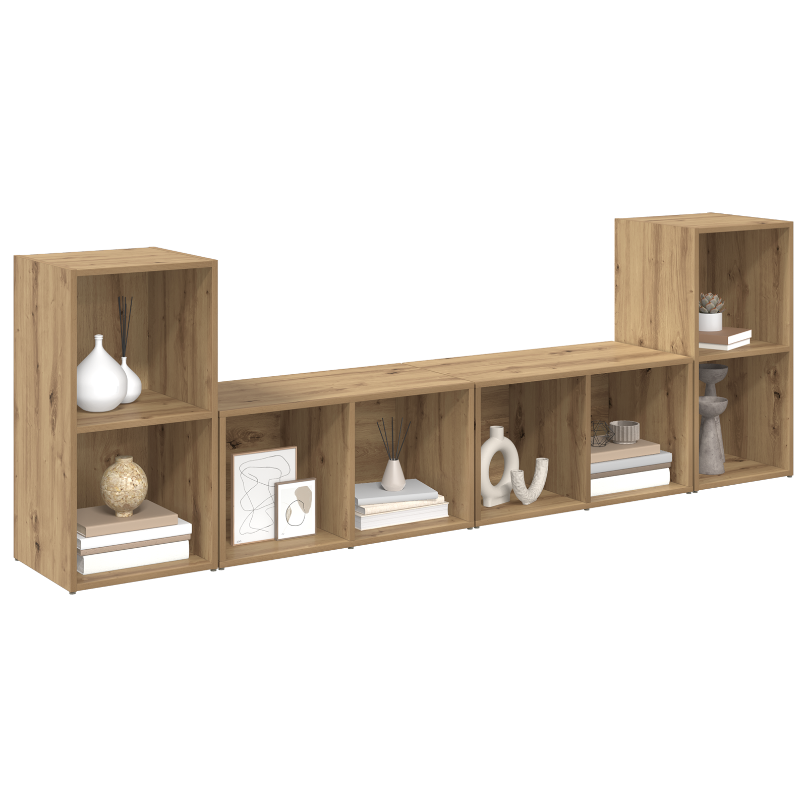 Set comodă TV cu raft 4 pcs Stejar artisanal 72 x 35 x 36.5 cm GartenMobel Dekor
